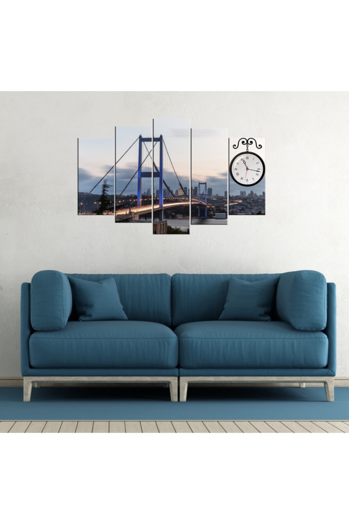 sihirliodalar Boğaz Köprüsü 5 Parçalı Mdf Tablo Saatler