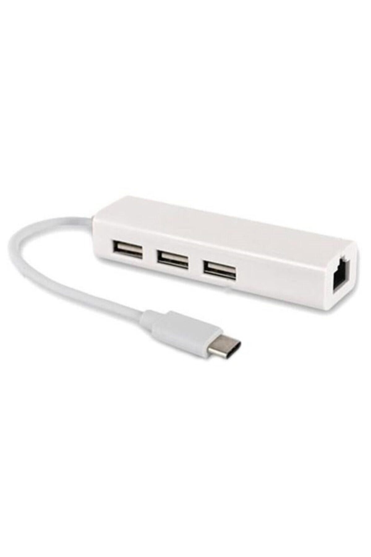 KEEPRO Type-c Usb 3.1 To Ethernet Lan Adaptör + 3 Port Usb 2.0 Hub