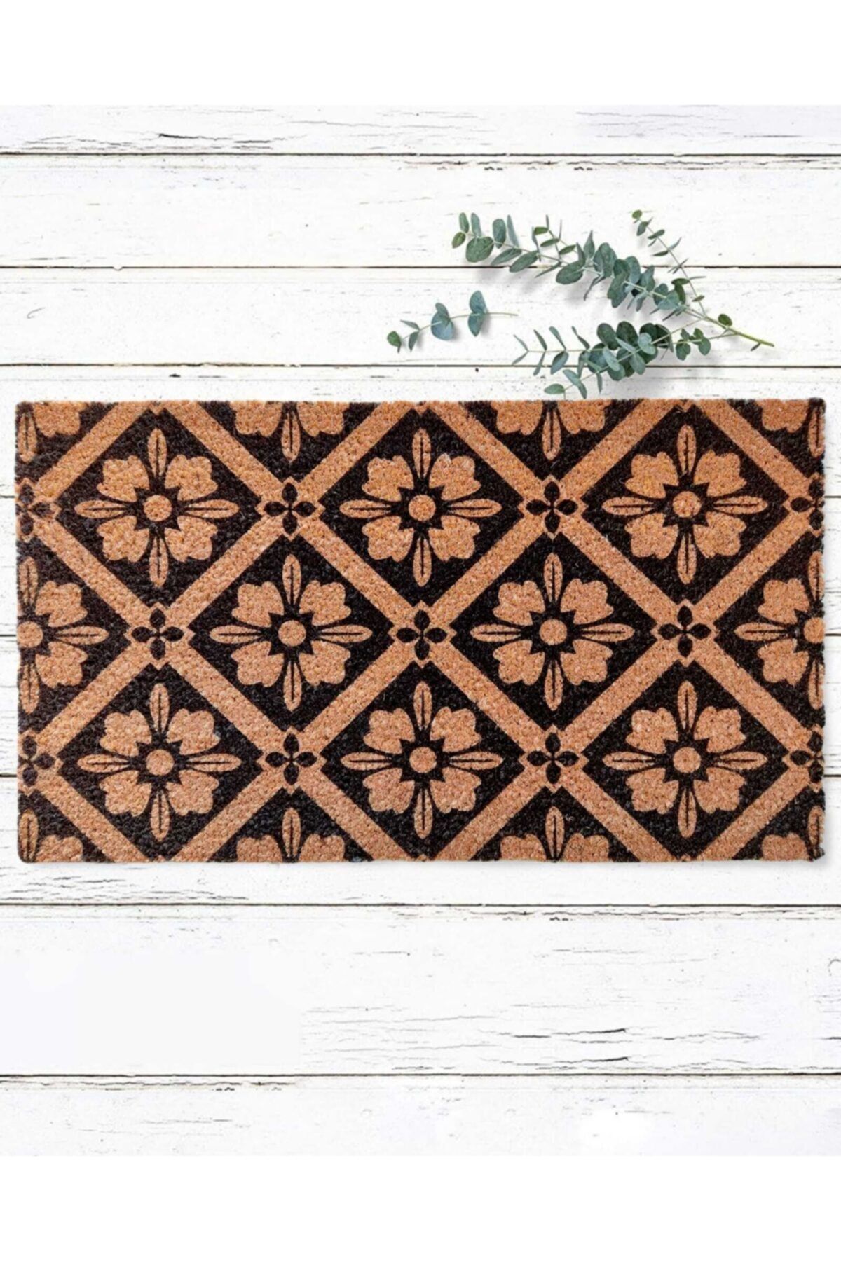 Doormatsy Çiçek Desenli Kalın Kapı Önü Paspas - 40x70 Cm (kaymaz Tabanlı) - Modern Dizayn