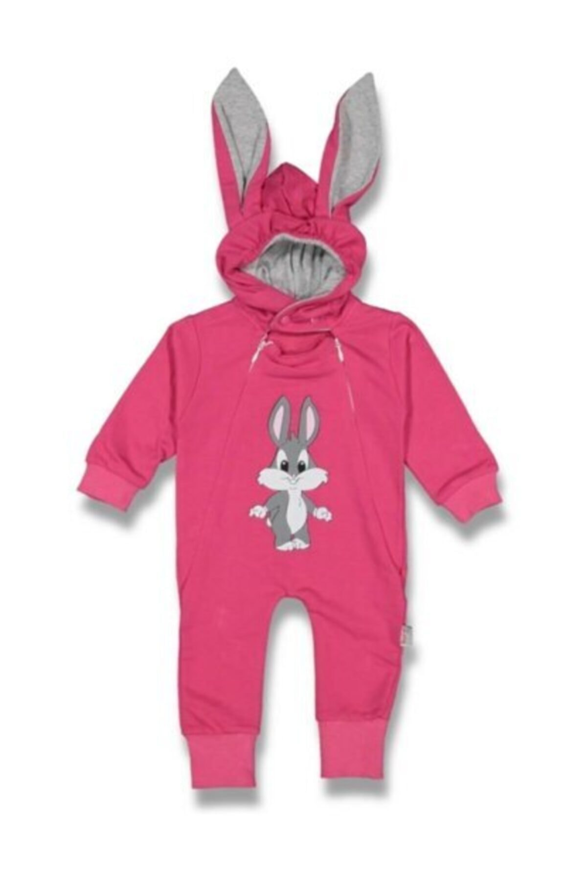 Murat Baby Kız Bebek Fuşya Kapşonlu Fermuarlı Tulum