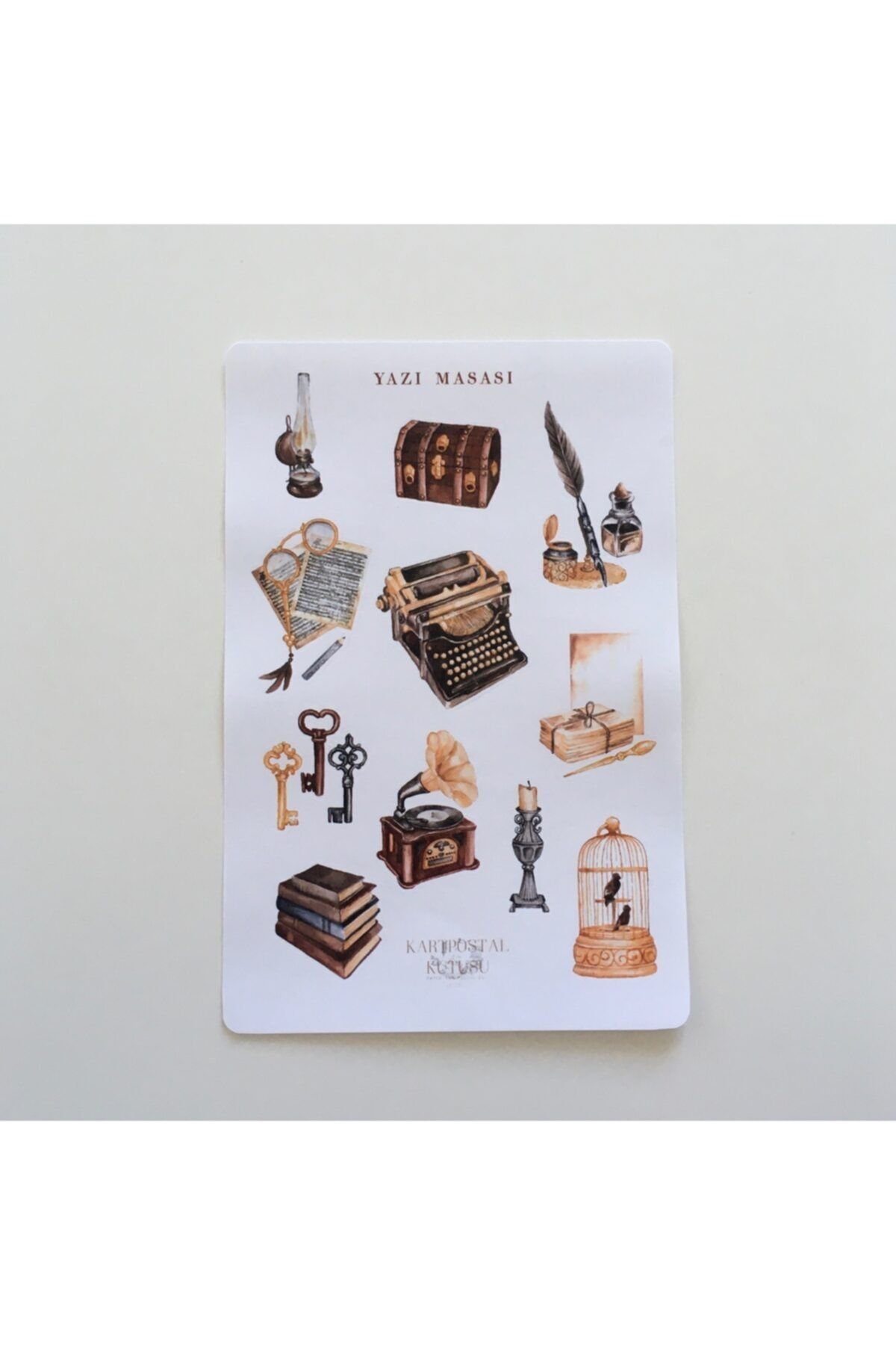Kartpostal Kutusu Sticker - Yazı Masası (2'li)