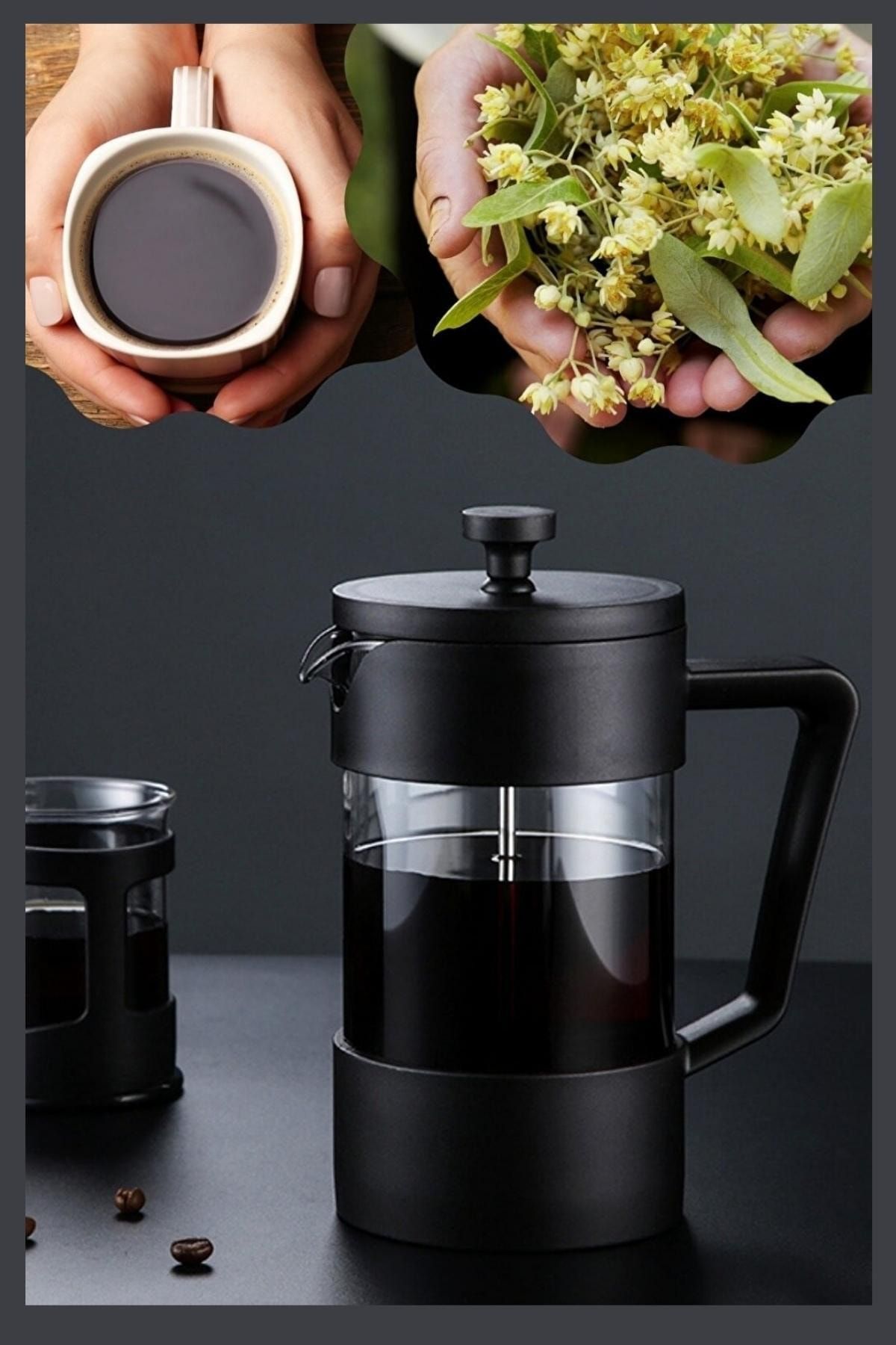 Ersamica Bitki Çayı Demliği Filtre Kahve 350 Ml Yüksek Isı Dayanımlı Organik Cam - French Press Class Design