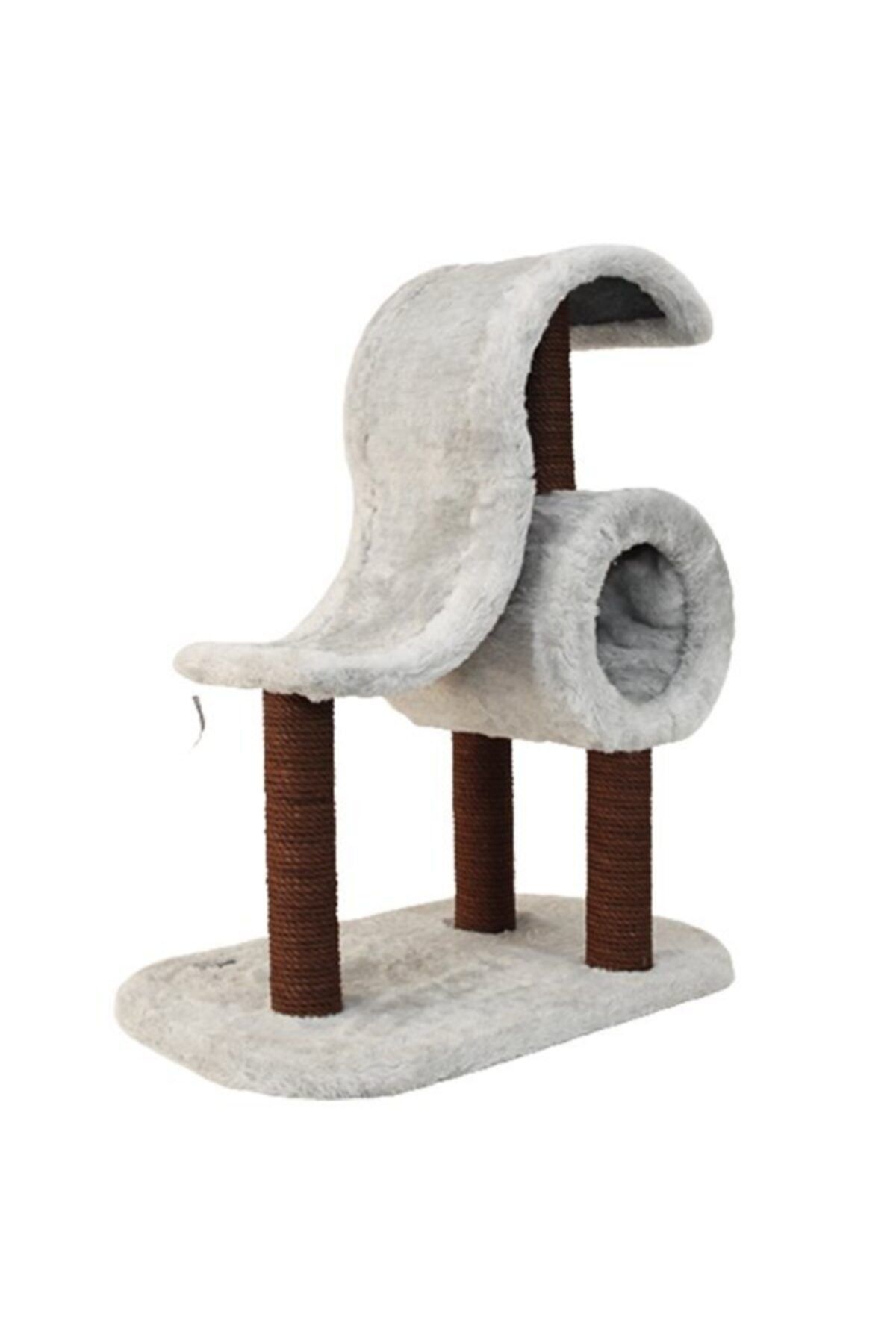 Krallen Yuvalı Kedi Tırmalama Ve Oyun Evi Krem 75x50x95h cm