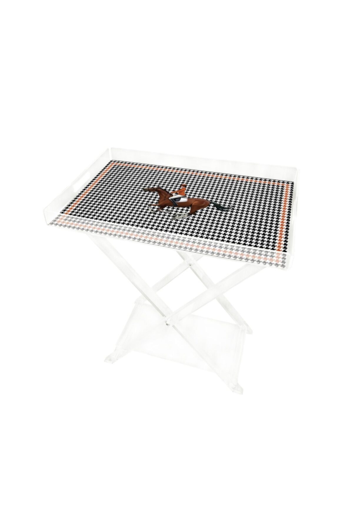 VİTELLİ Equestrian Turuncu Ceket 60x40 Pleksi Sehpa