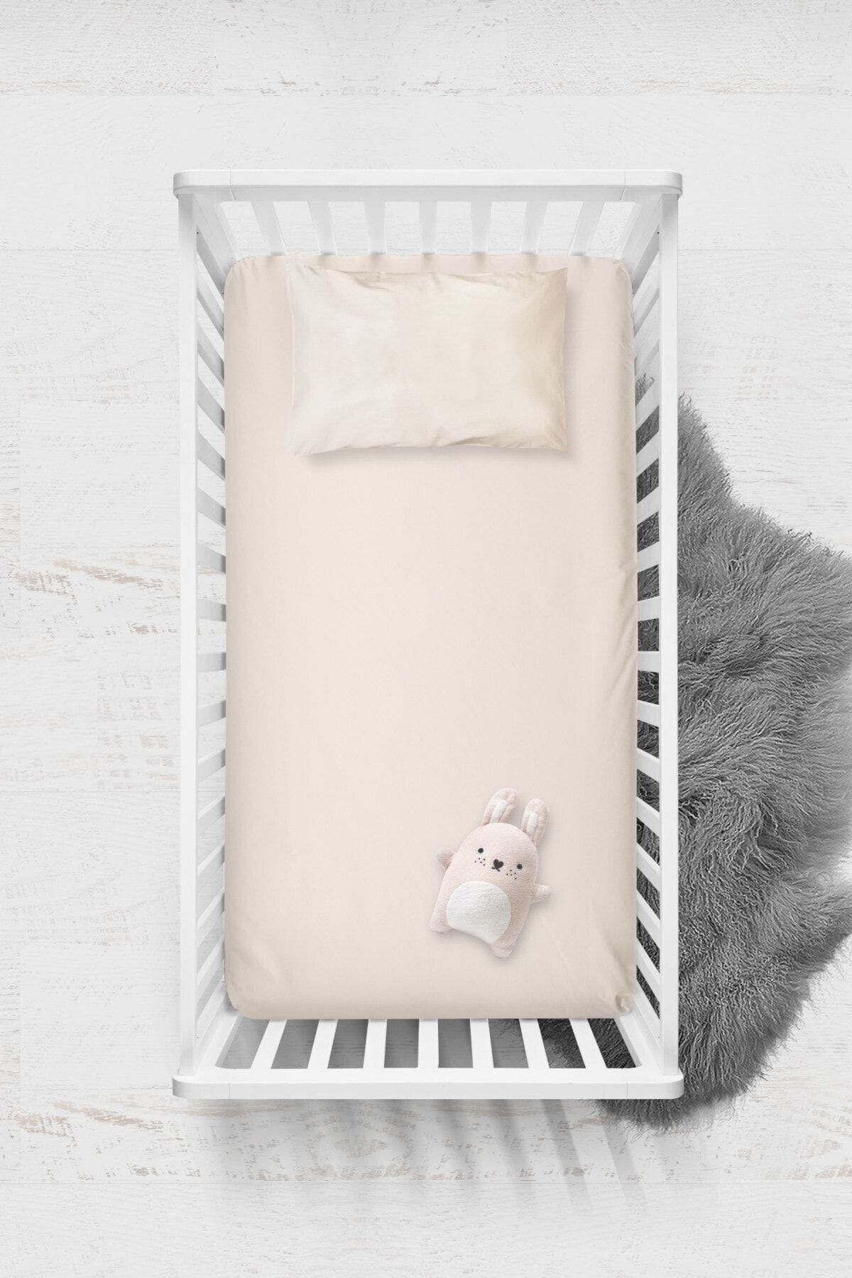 Wheeppo %100 Pamuk Saten Lastikli Çarşaf Seti - Bal Köpüğü - 70x140+35x45