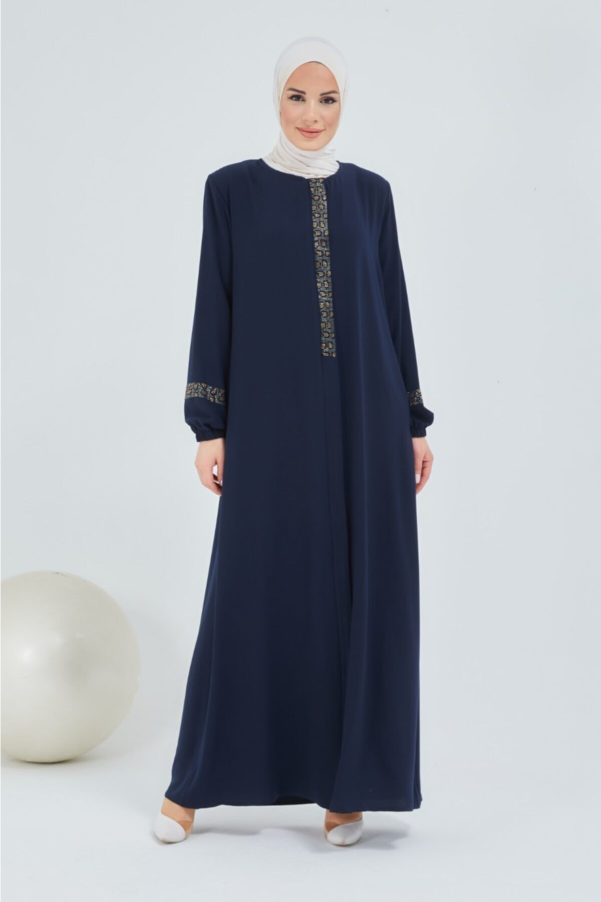 Ala Ferace Leopar Taş Desenli Ferace Pardesü