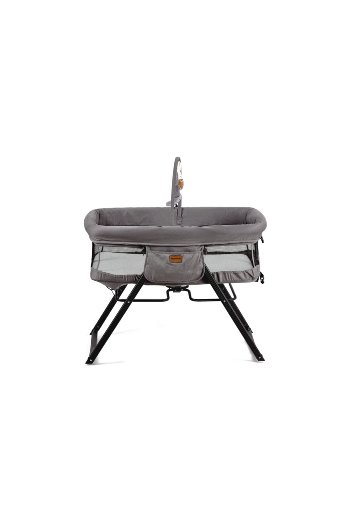 Mofy Baby Sleep Katlanır Ve Sallanabilir Ayaklı Anne Yanı Bebek Beşiği Koyu Gri