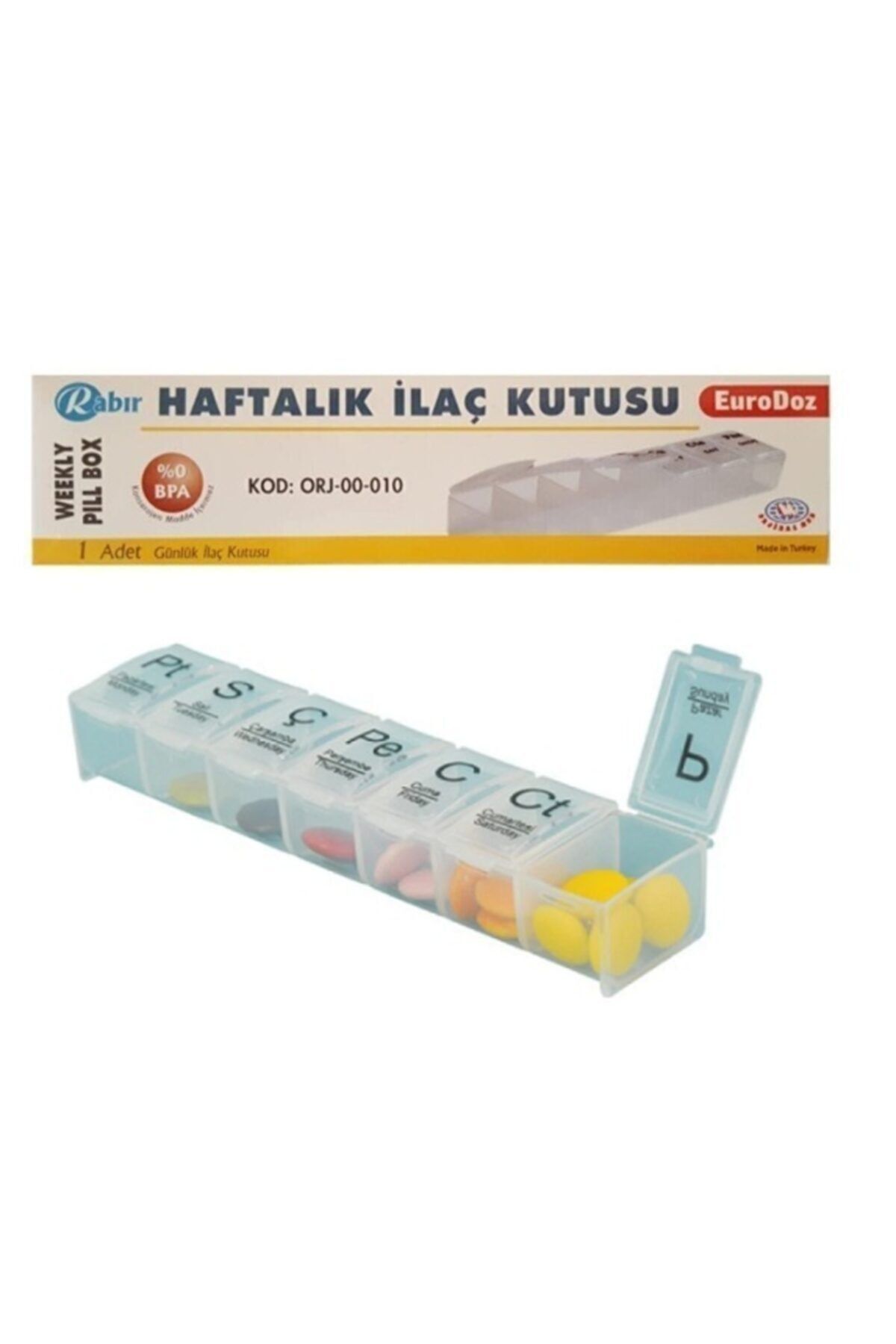 RABIR Haftalık İlaç Muhafaza Saklama Kutusu % 0 Bpa Hijyenik