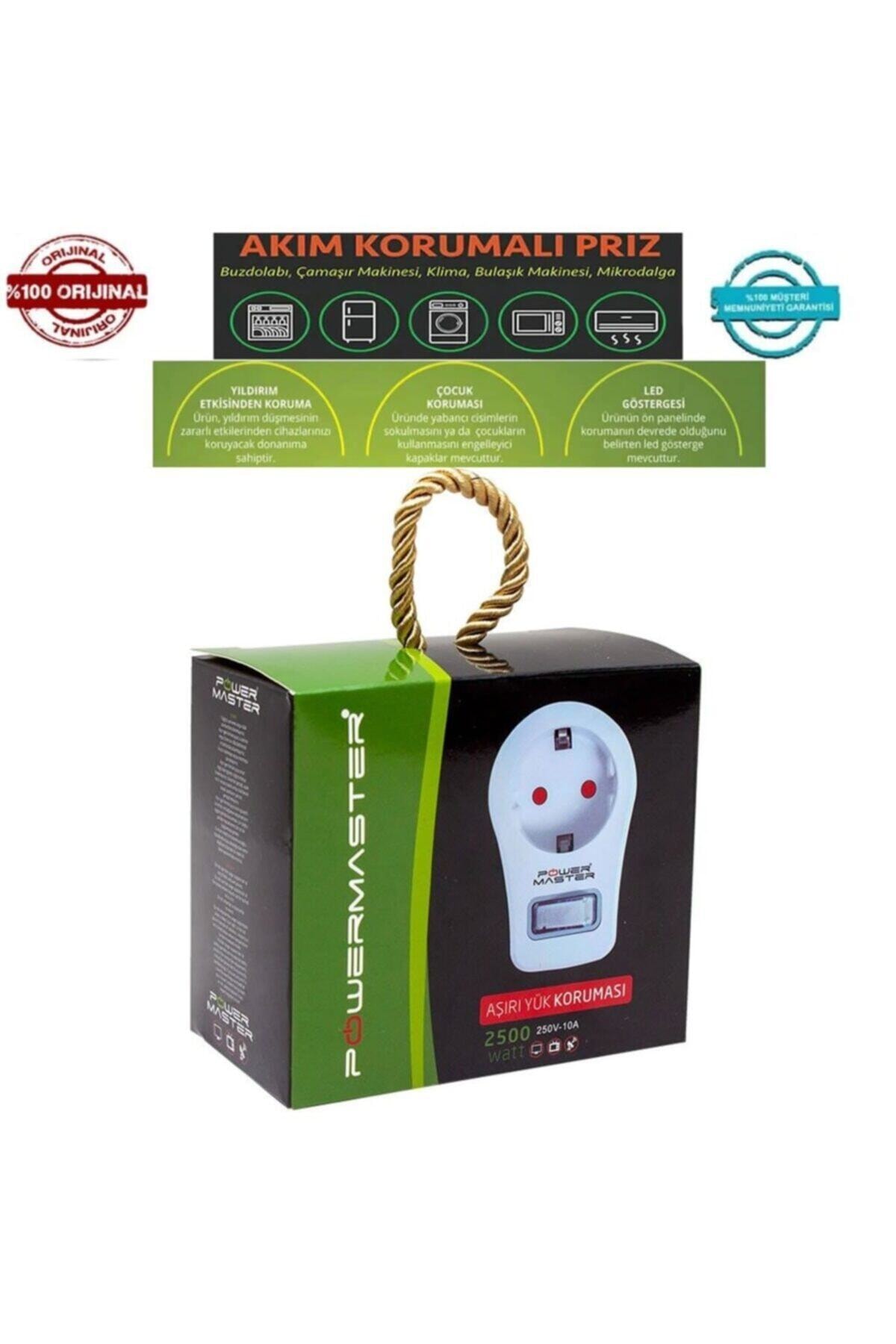 Powermaster Anahtarlı Beyaz Akım Korumalı Priz - Çocuk Koruyuculu