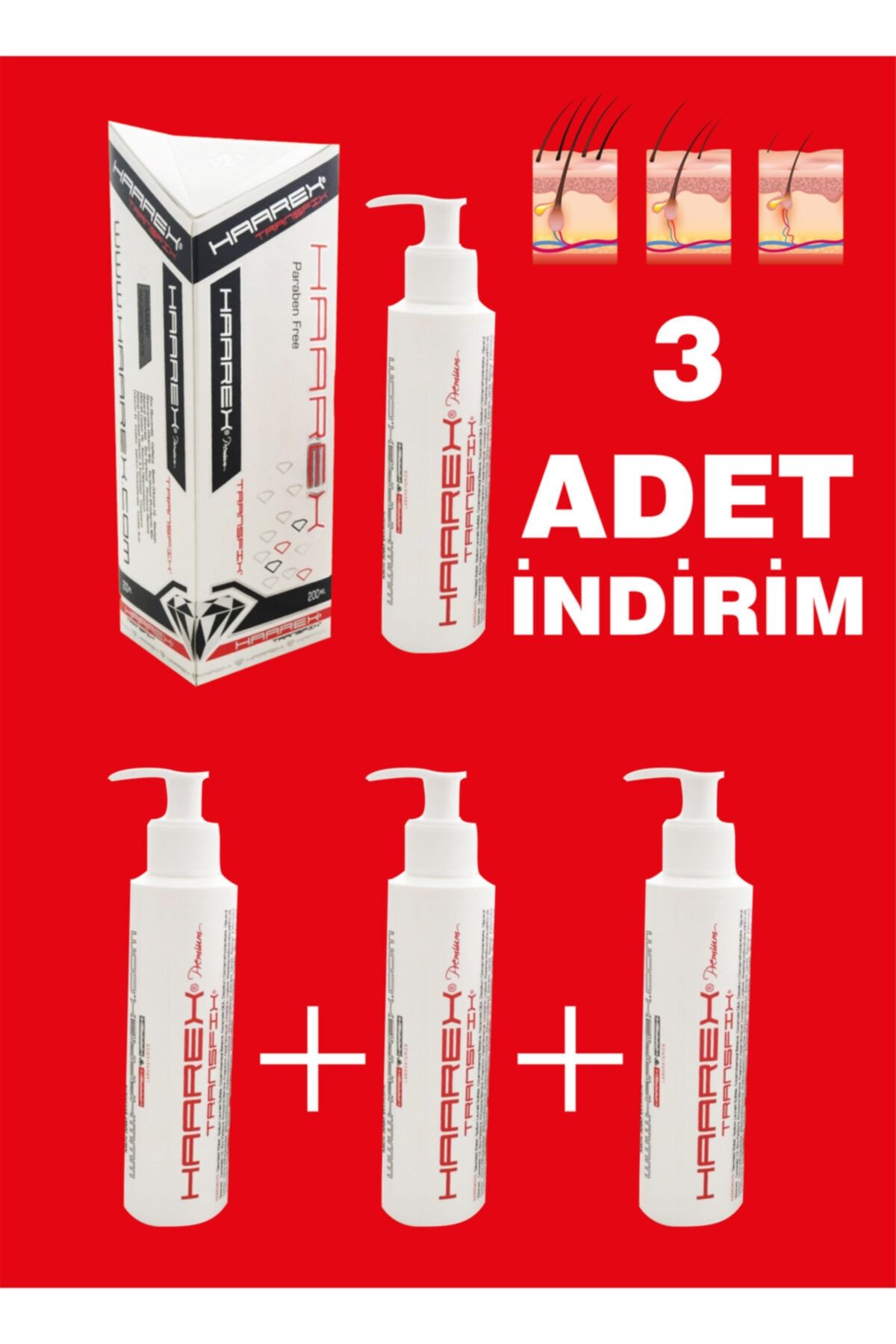 Haarex Şampuan (3 Adet) Saç Dökülmede Güçlü Önleyici