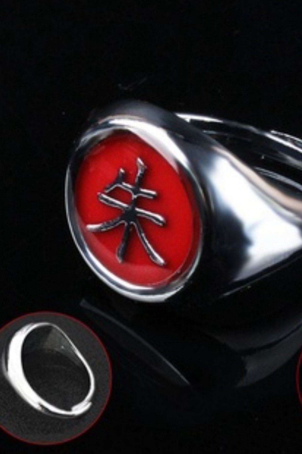 Beyaz Panda Butik Naruto Uchiha Itachi Akatsuki Yüzük Çeliktir Kararma Yapmaz