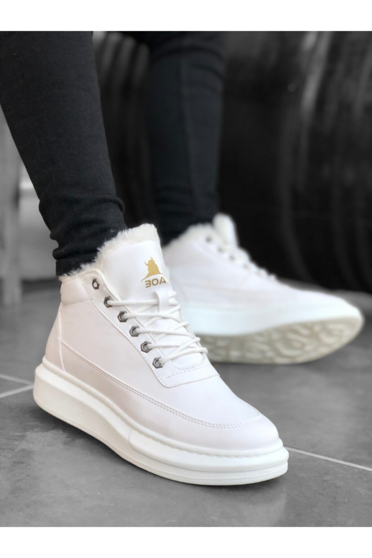 Erbilden Er0151 Içi Kürklü Bağcıklı Beyaz Erkek Tarz Spor Bot