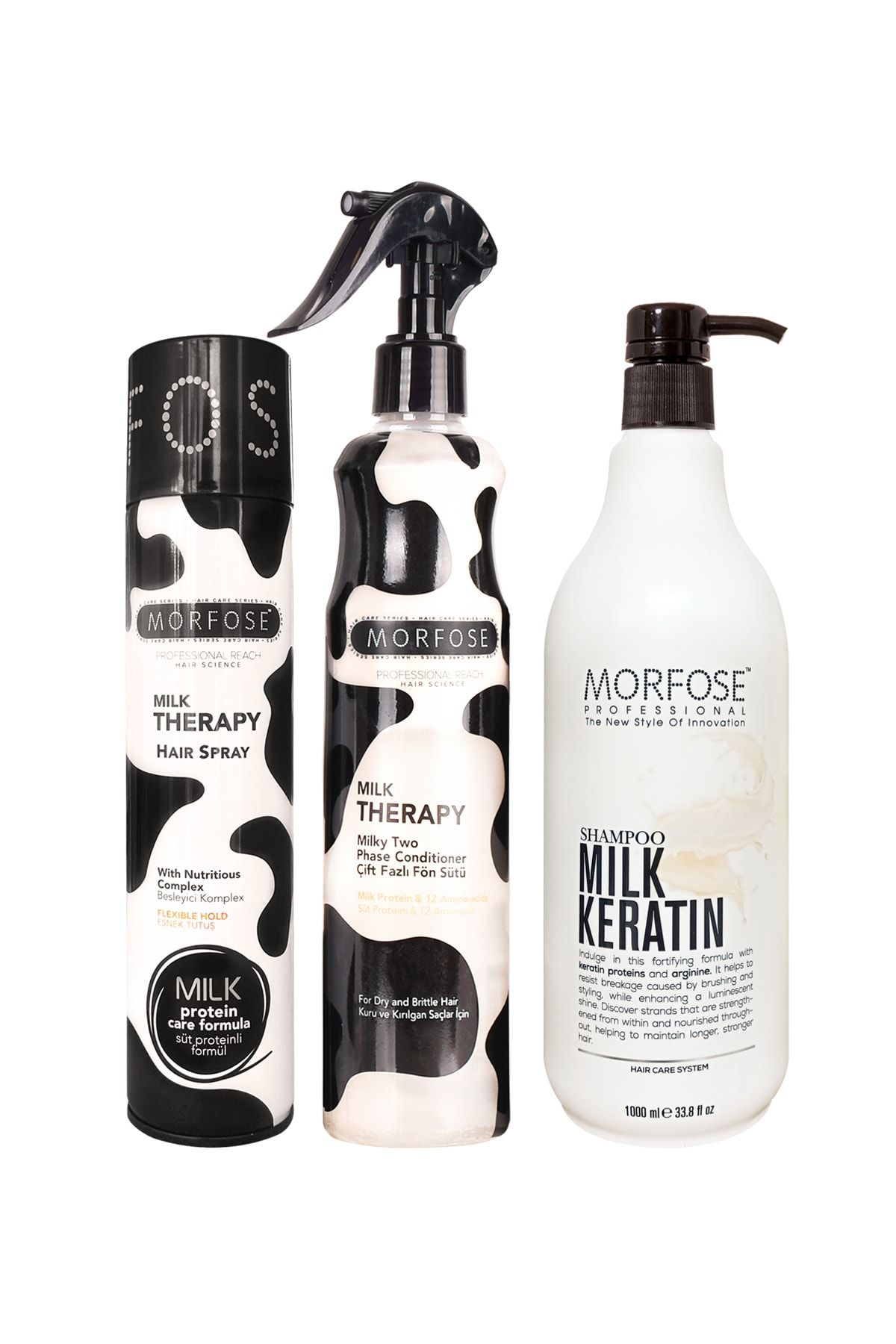 Morfose Milk Keratin Sütü Şampuanı 3'lü Bakım Ve Şekillendirme Seti