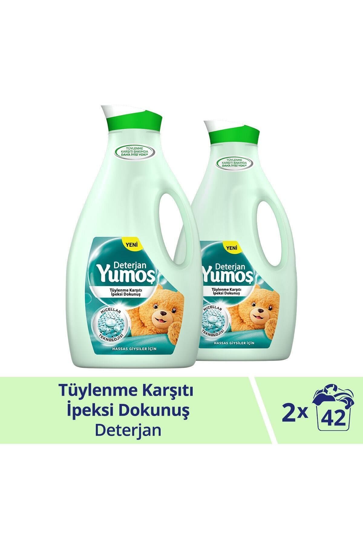 Yumoş Sıvı Bakım Çamaşır Deterjanı Hassas Giysiler İçin Tüylenme Karşıtı İpeksi Dokunuş 2520 ML x2