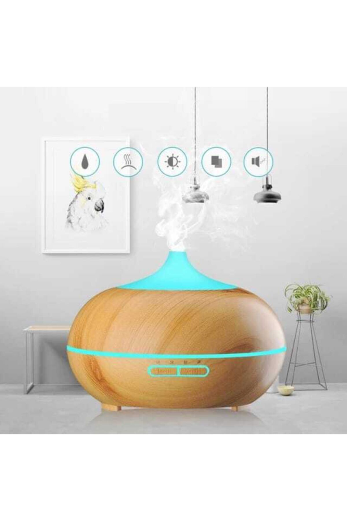 Butfulake Aroma Difüzörü Buhar Ultrasonik 7 Renk Led Işıklı Aromatik Oda Kokusu Hava Nemlendirici 500 Mlml