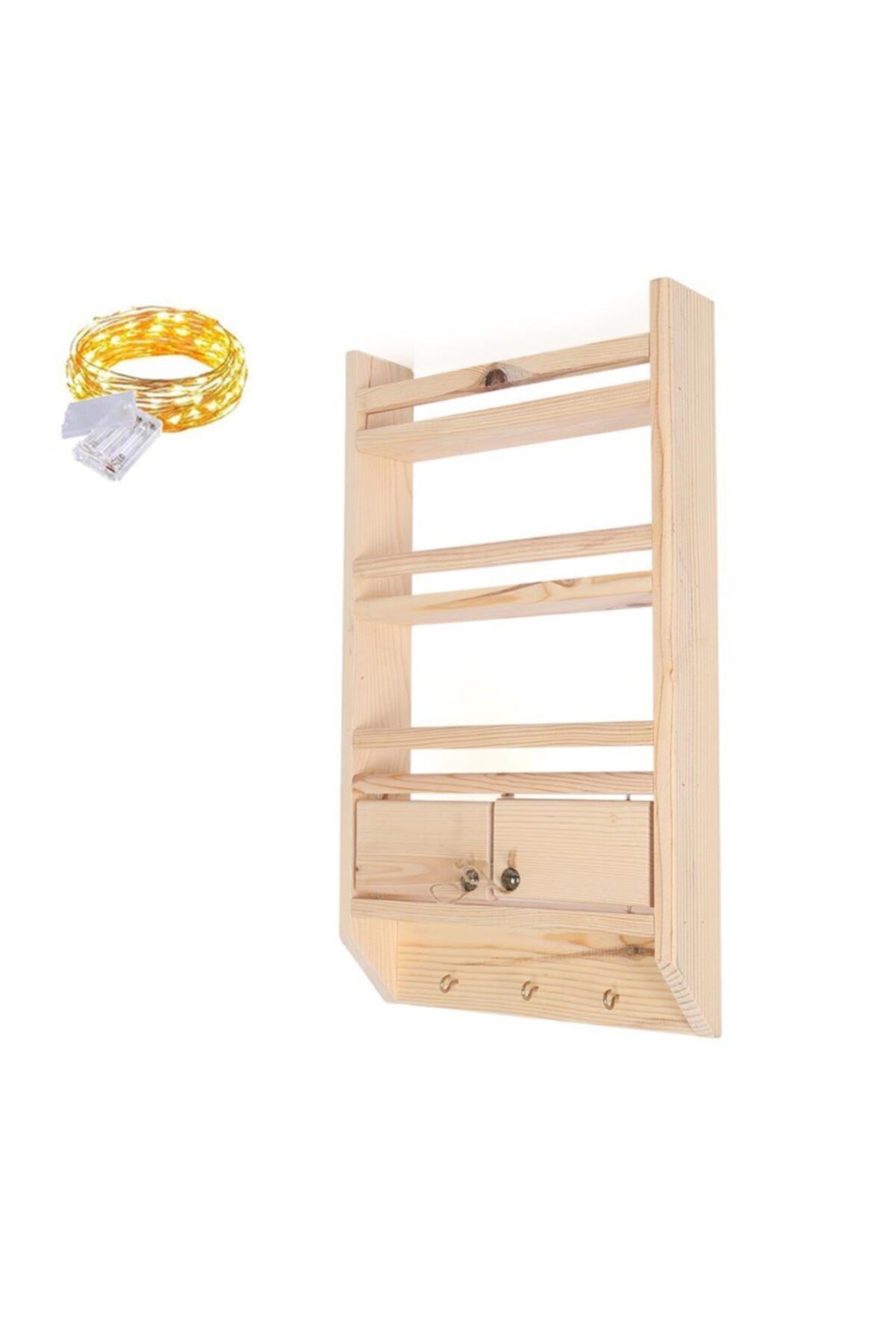 Mashotrend Dekoratif Terek + 3 Metre Peri Led - Mutfak Rafı - Dekoratif Raf