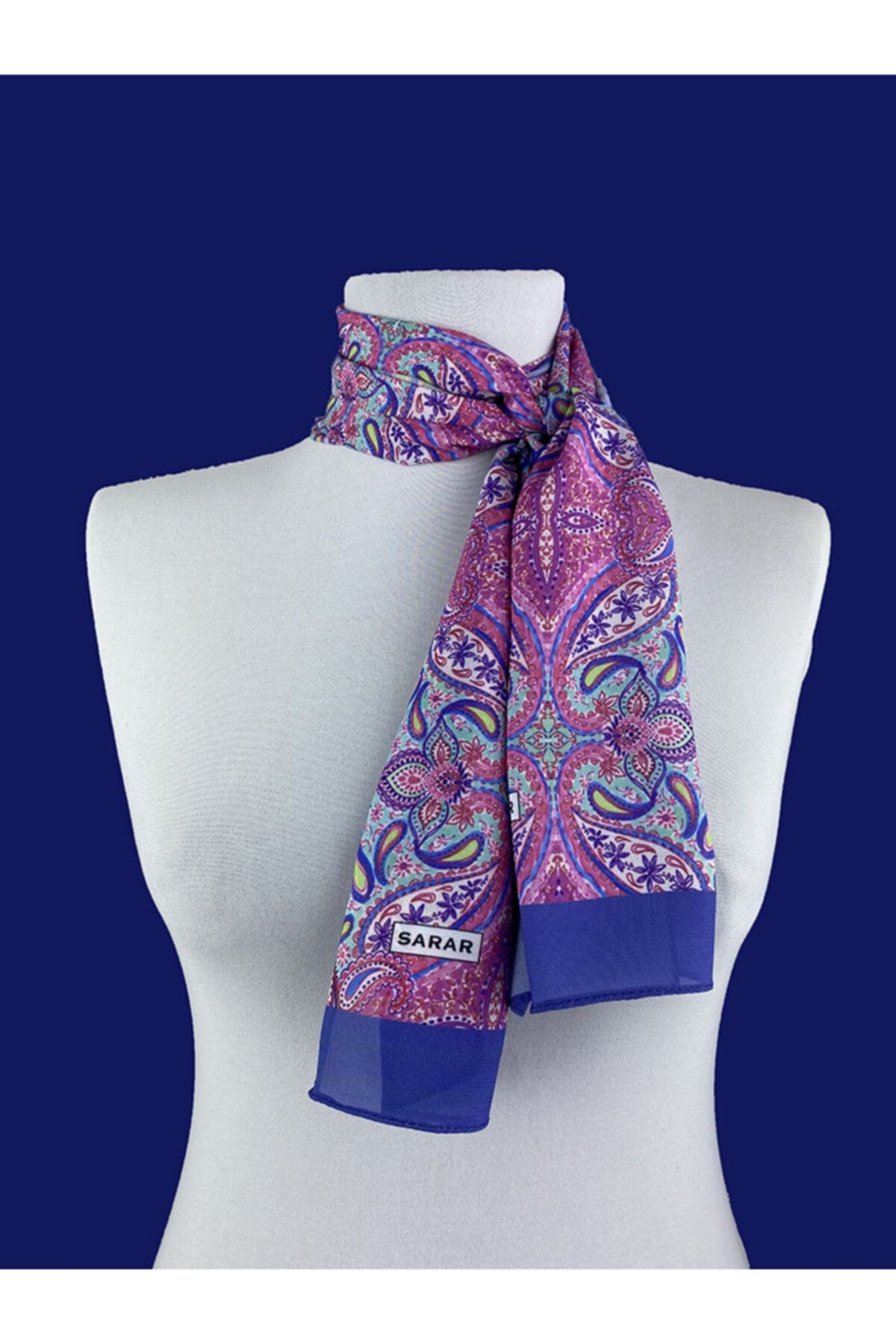 Sarar Kadın Inci Ipeği Desenli Fular-bandana 30x130 Cm