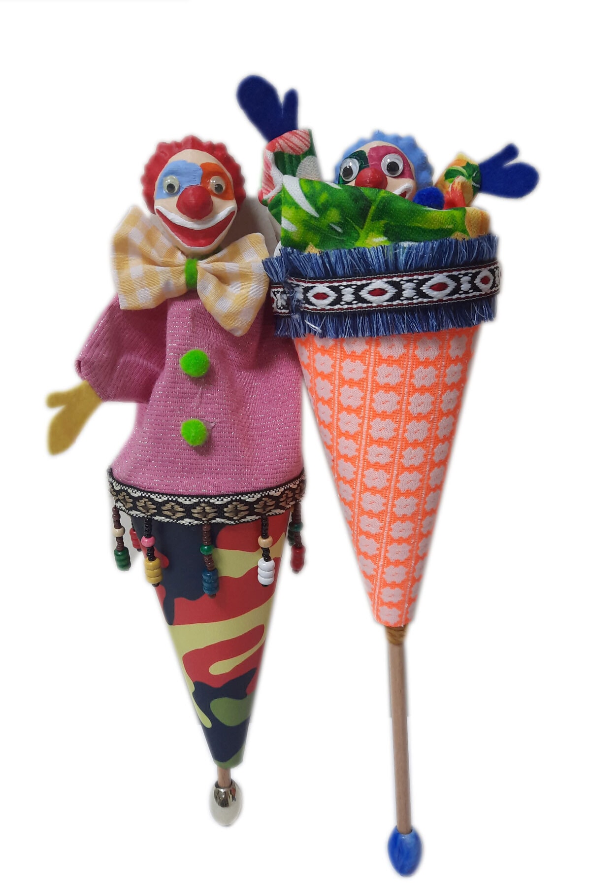 Uçaneller Kuklaevi 2'li Palyaço Külah Kukla 002