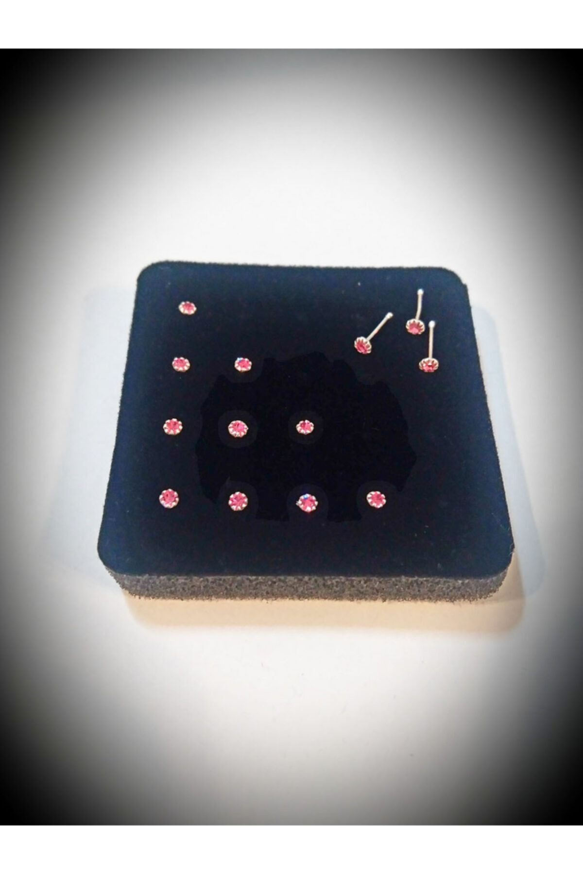 Si&Si Accessories 925 Ayar Gümüş 3 Mm Pembe Zirkon Tek Taş Hızma
