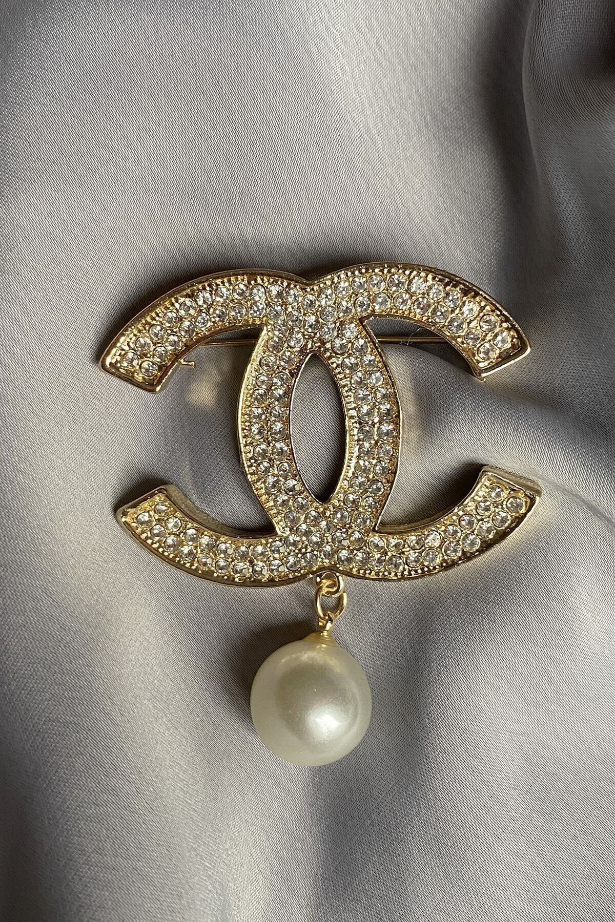 Nillaİstanbul Chanel Model Inci Taşlı Tasarım Broş