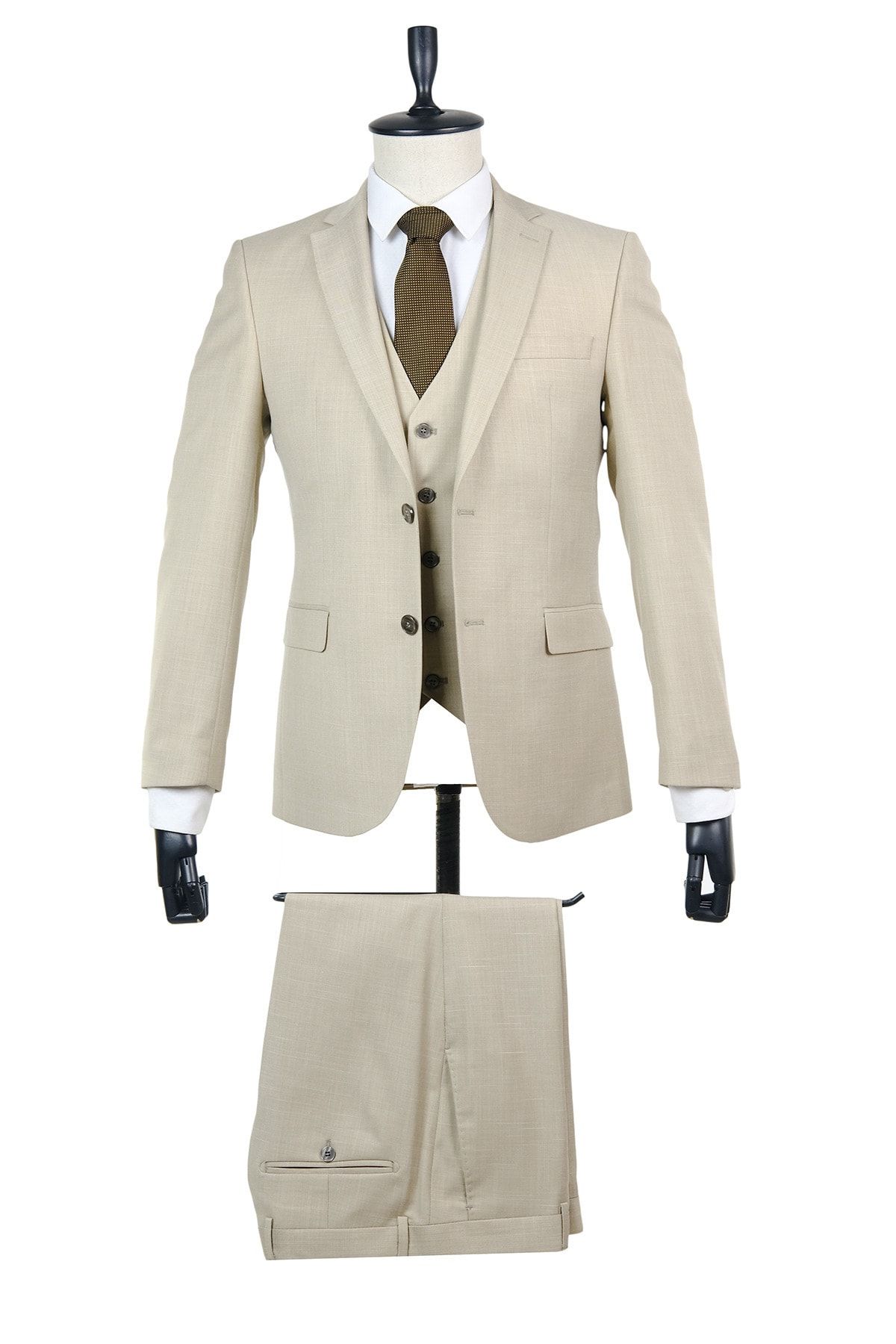 İmza Bej Slim Fit Takım Elbise