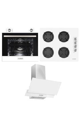 Yeni Beyaz Ankastre Set ( Mfa 604 M Fırın - Gls 640 Bl Ocak - F17/60 Davlumbaz ) Image 0