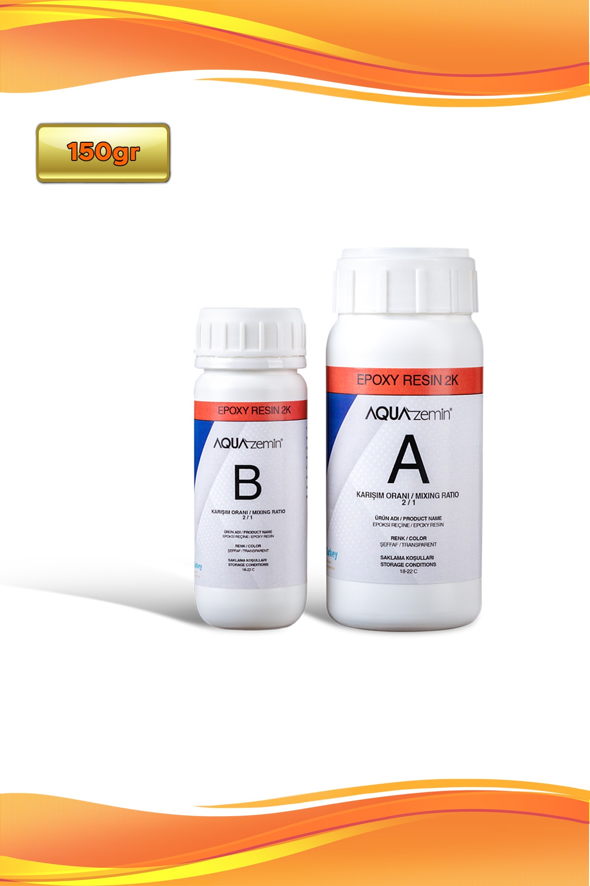 Aquazemin Şeffaf Epoksi Reçine 150 Gr (a+b) Başlangıç Seti