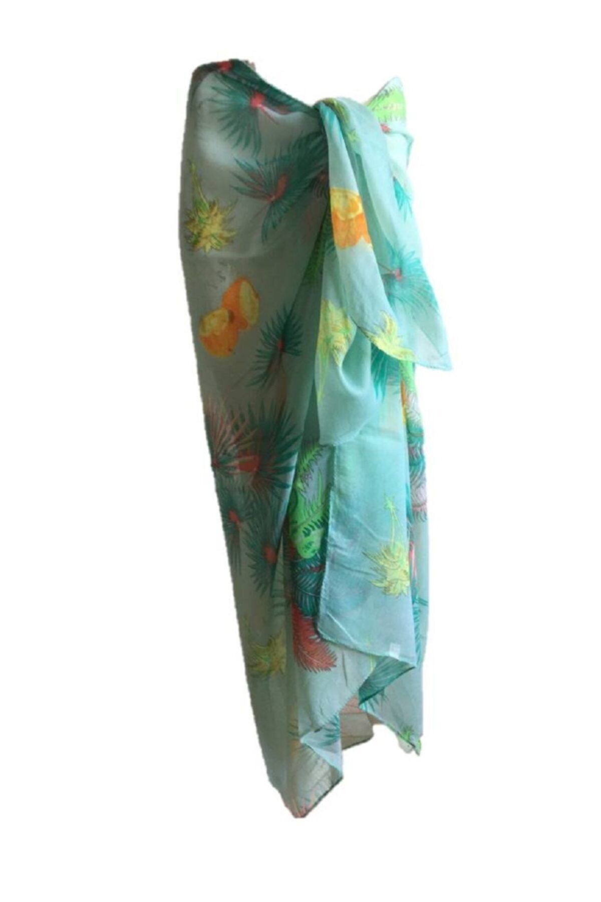 chacklin Turkuaz Egzotik Desenli Pareo/sarong (110 X180 Cm)
