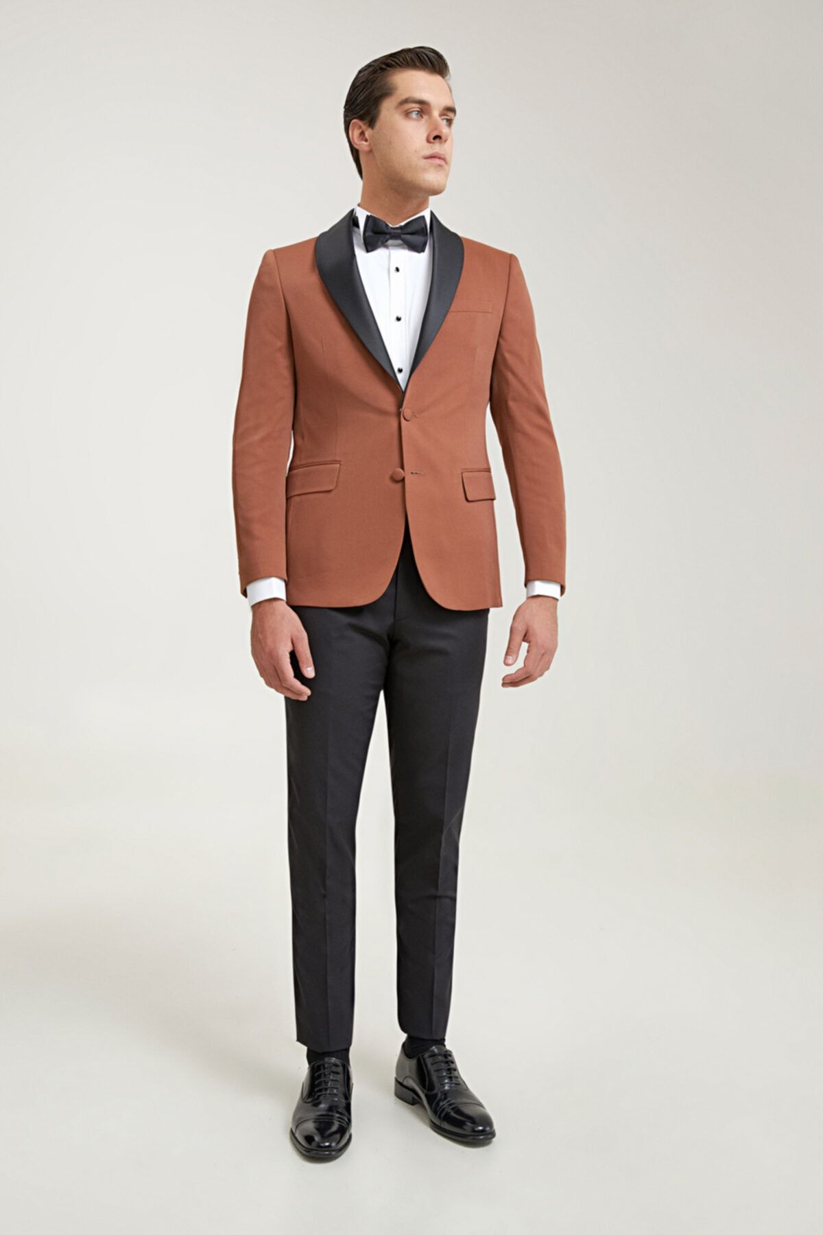 D'S Damat Slim Fit Tarçın Armürlü Smokin Takım Elbise