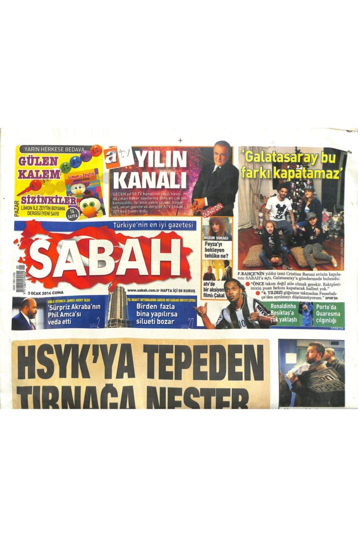 Gökçe Koleksiyon Sabah Gazetesi 3 Ocak 2014 - Beyrutta Yine Hizbullah Hedef : 5 Ölü