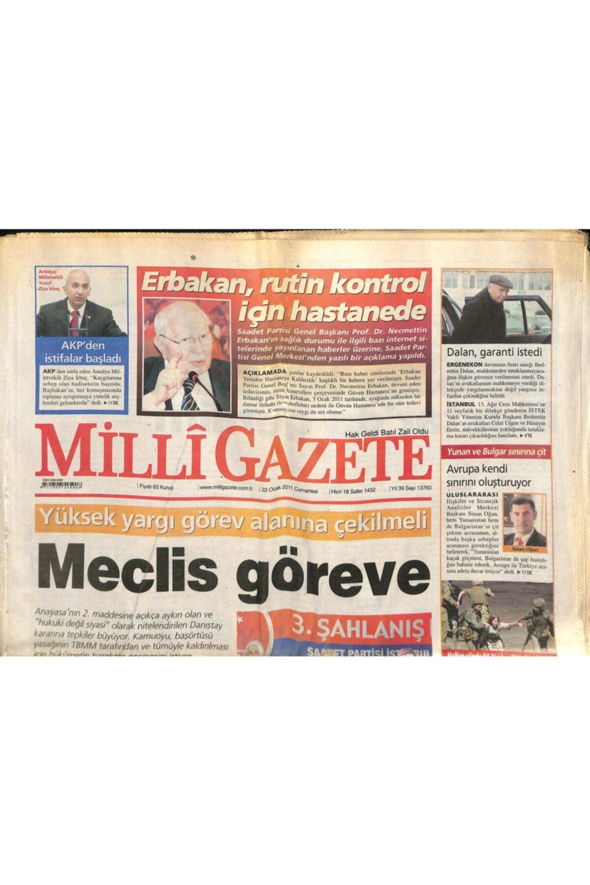 Gökçe Koleksiyon Milli Gazete Gazetesi 22 Ocak 2011