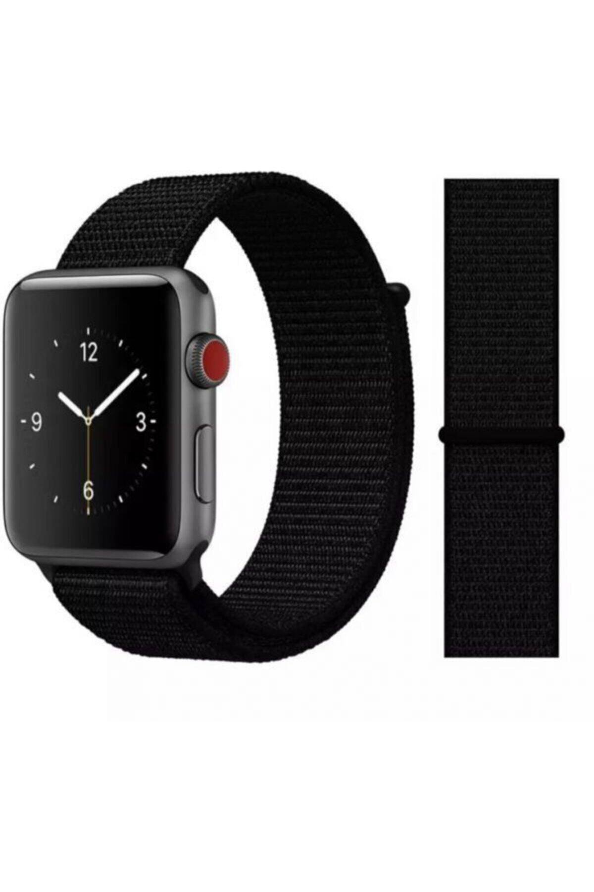 GREGOSS Siyah 38-40mm 3 4 5 6 Uyumlu Apple Watch Dokuma Kordon