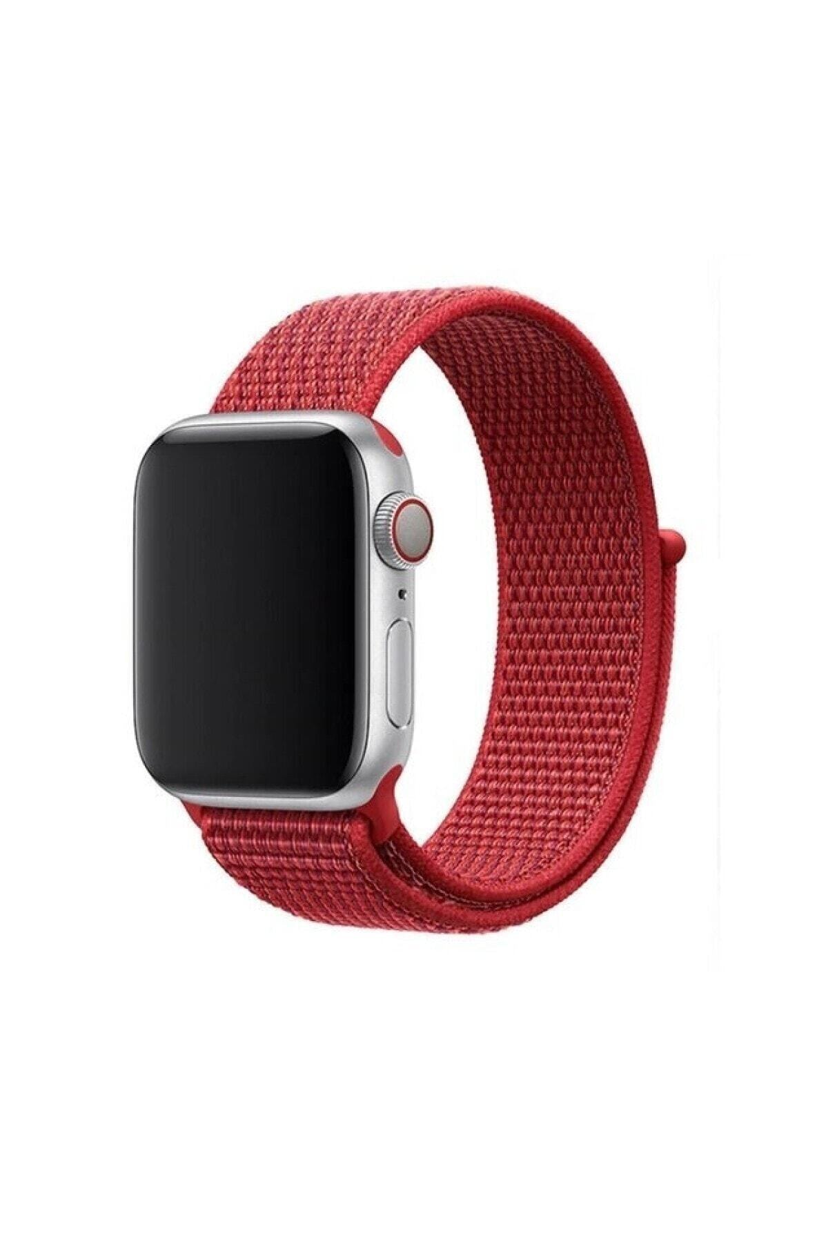 TOMMYWOLF Apple Watch 42 44 Mm Hasır Örme Cırt Kordon Rahat Tasarım