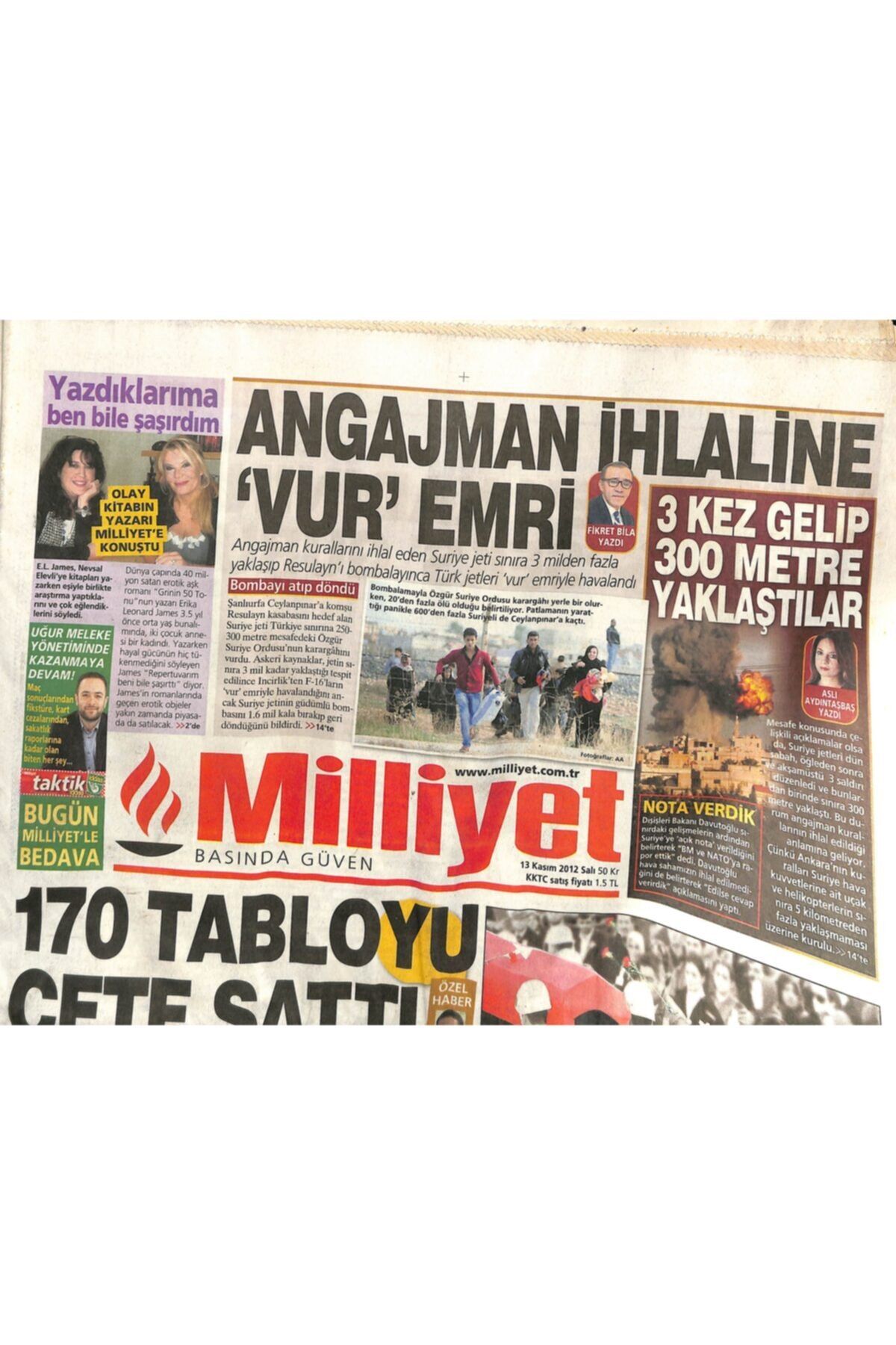 Gökçe Koleksiyon Milliyet Gazetesi 13 Kasım 2012 - Kck Iddianamesi Boş Salona Okundu - 170 Tabloyu Çete Sattı