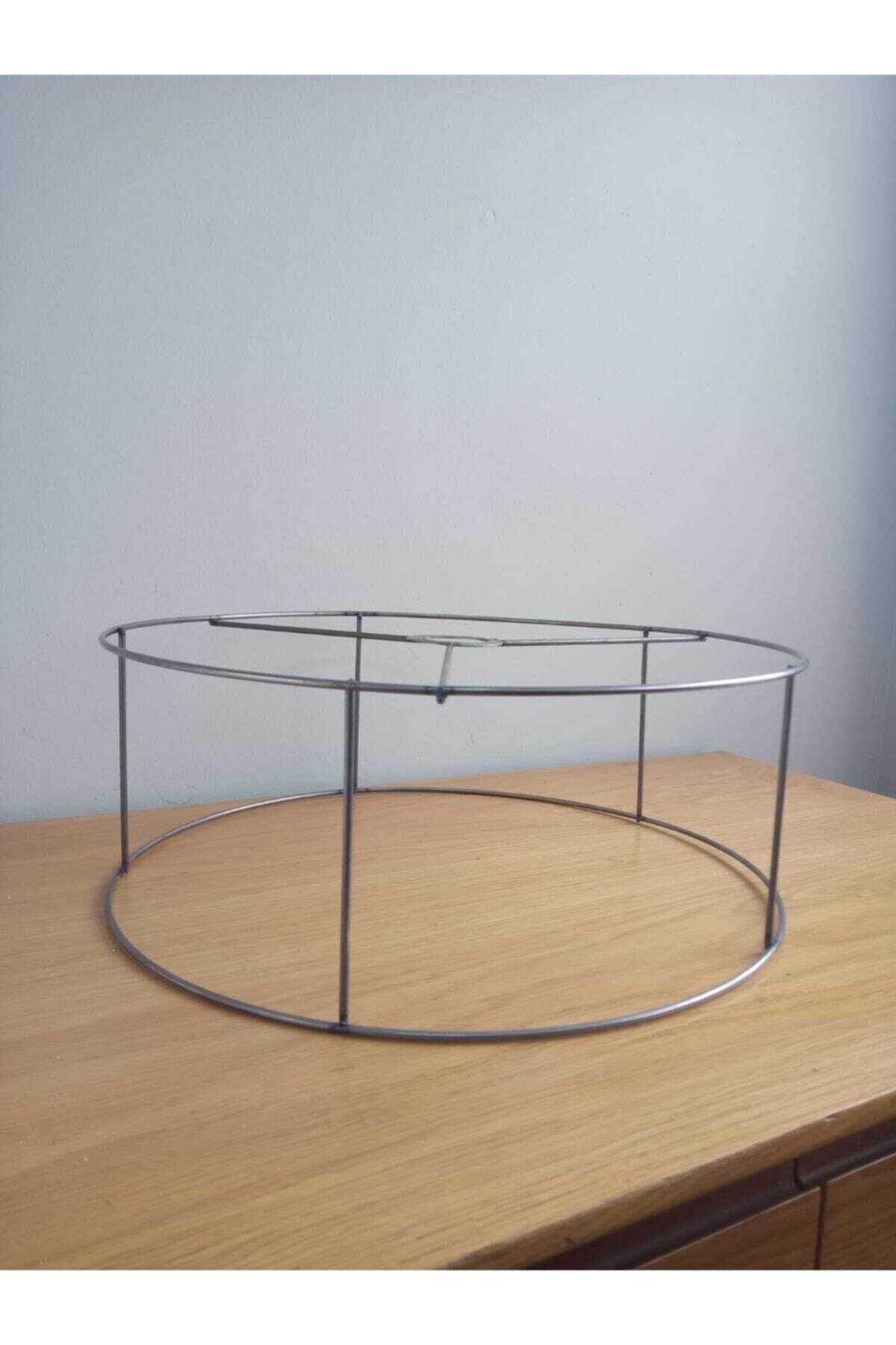 White West inn House Abajur Ve Lambader Teli Çemberi 40 Cm Çap 15 Cm Yükseklik