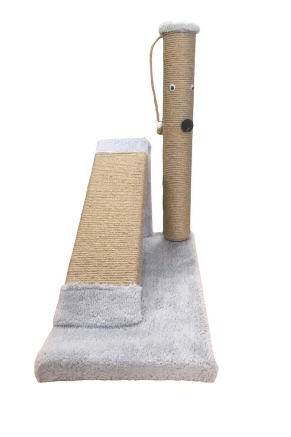 PETiTOYS Kedi Tırmalama Rampası Ve Tırmalama Direği Açık Gri - Rampa&tırmalama