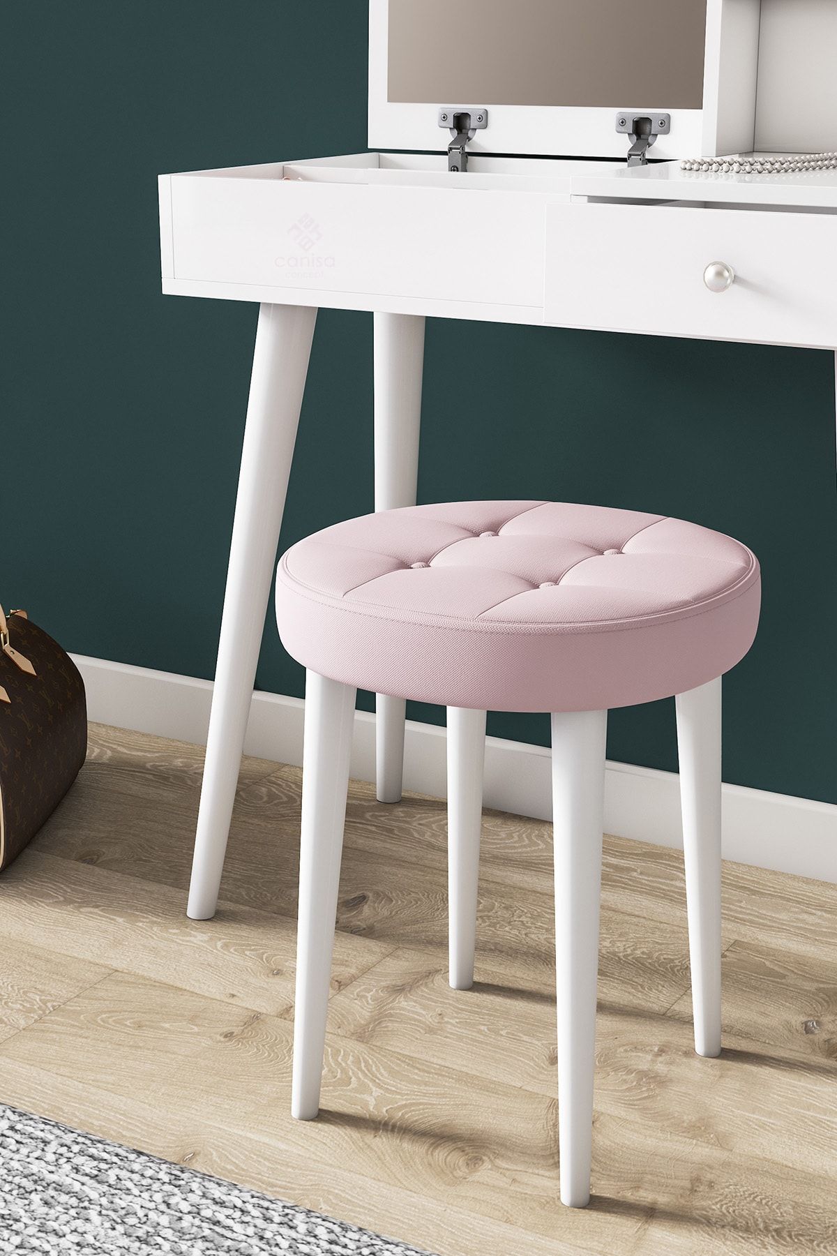 Canisa Concept Çok Rahat Oturma Alanlı Puf - Tabure Renk:pembe