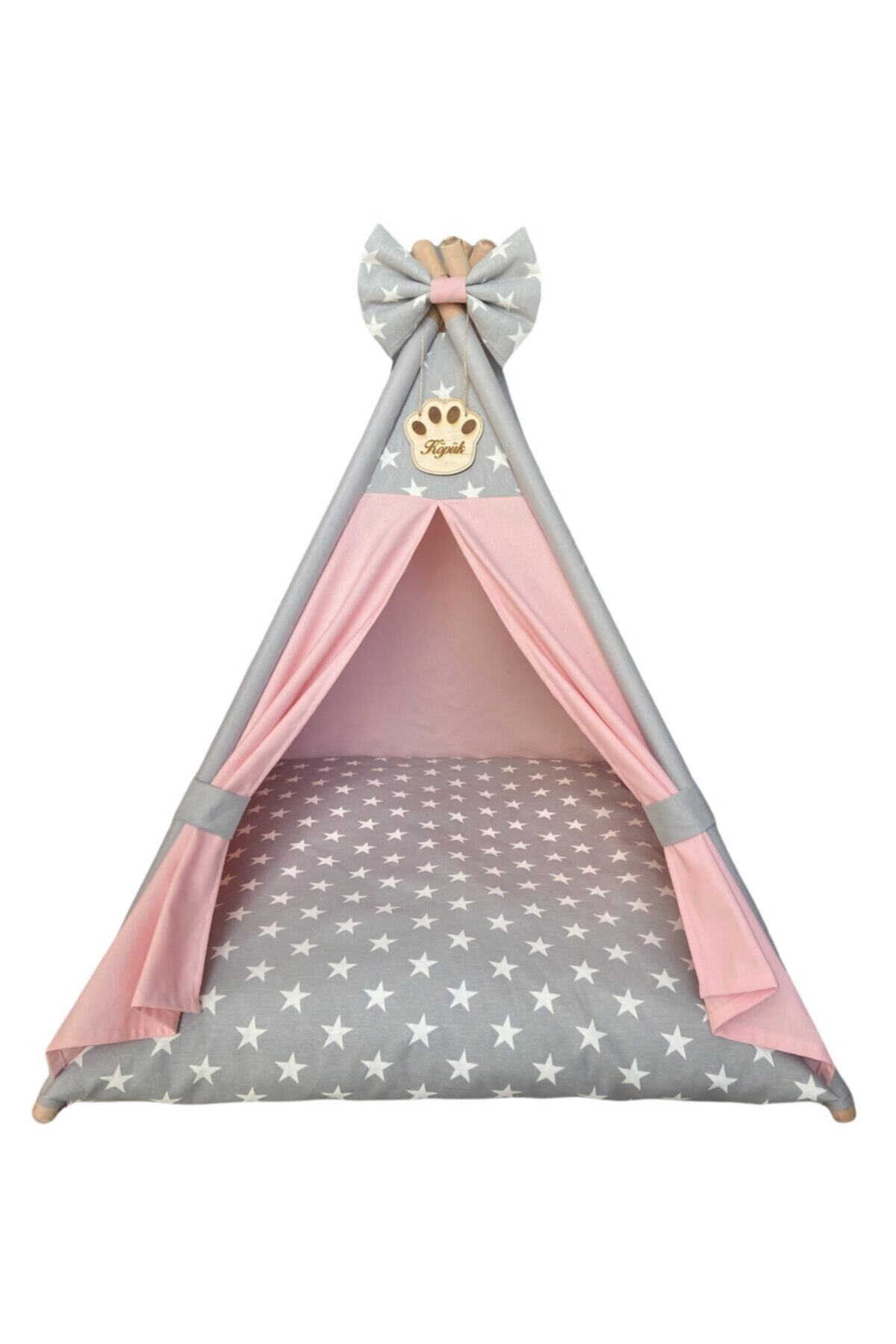 Pet Nest Orta Irk Köpek Çadırı Yıkanabilir Pudra 75-75cm Yataklı