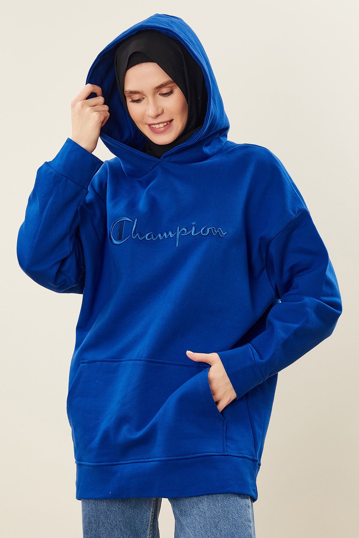 MARKALİSTE Kapüşonlu Oversize Sweatshirt Saks Mavisi