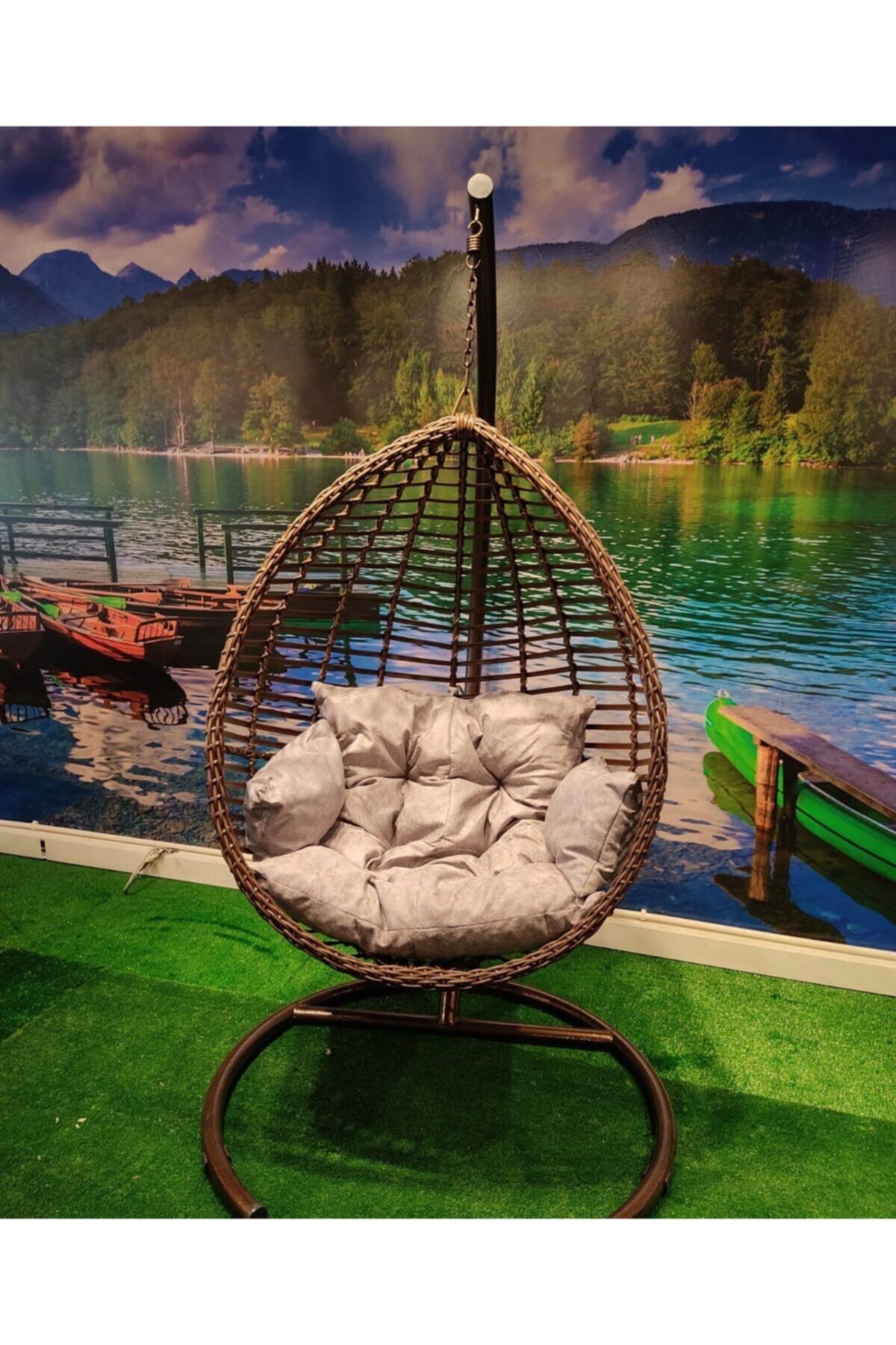 ASA SALINCAK Damla Model Rattan Örgü Bahçe Balkon Salıncağı