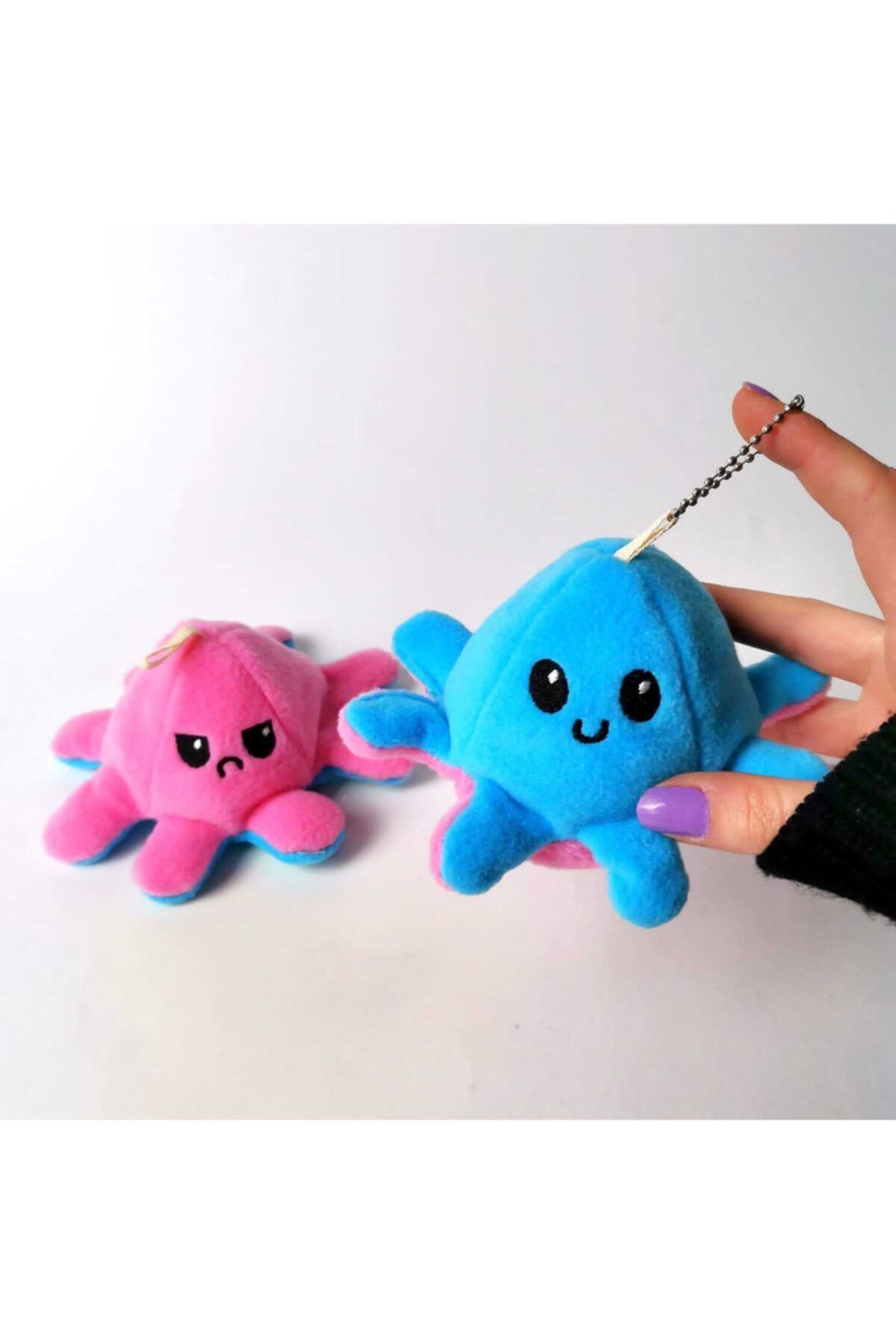 Nanelimonshop Peluş Yastık Mood Ahtapot Mavi Pembe Mini Pofuduk