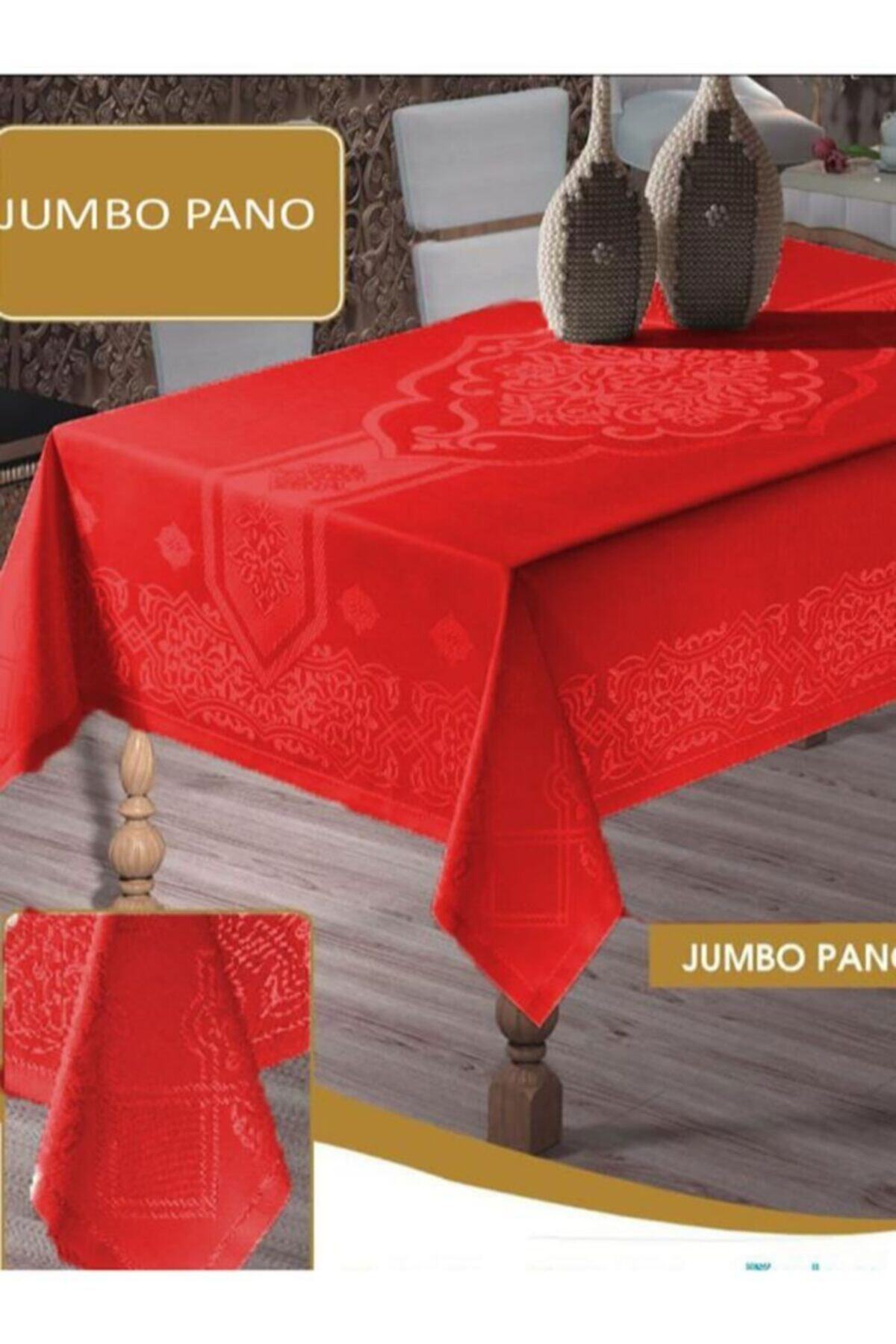 Gülce Home Collection Kırmızı Jumbo Pano Sıvı Geçirmez Leke Tutmaz Masa Örtüsü 160x260