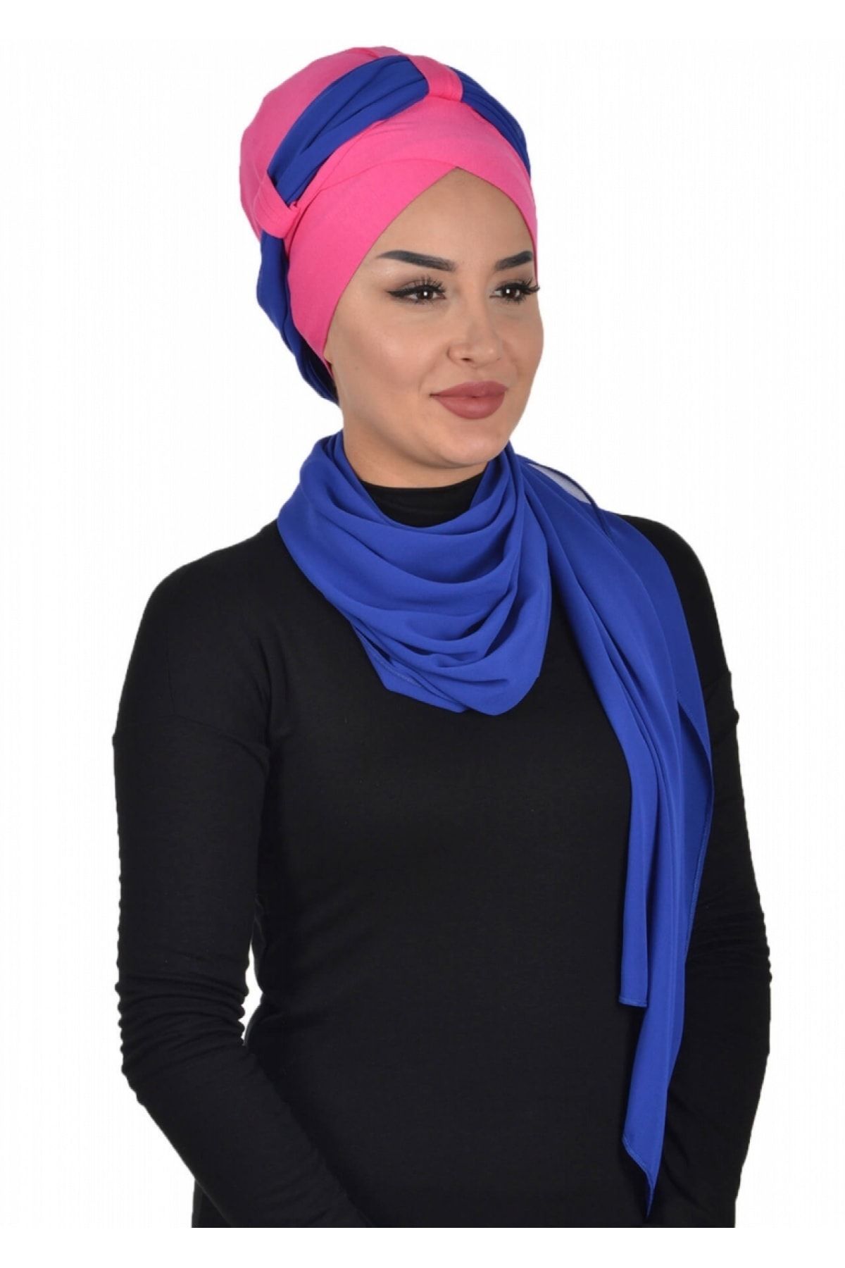 DREAM VEGA Penye Boneli Şifon Şal Fuşya - Saks