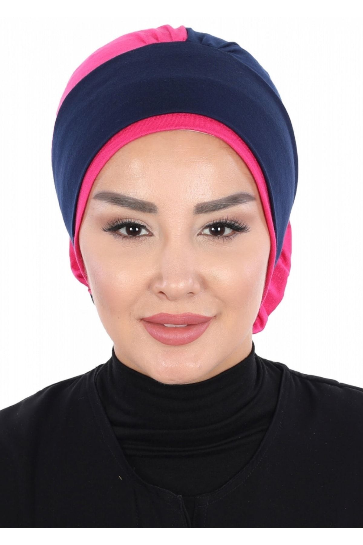 DREAM VEGA Çift Renkli Güllü Bone Lacivert - Fuşya