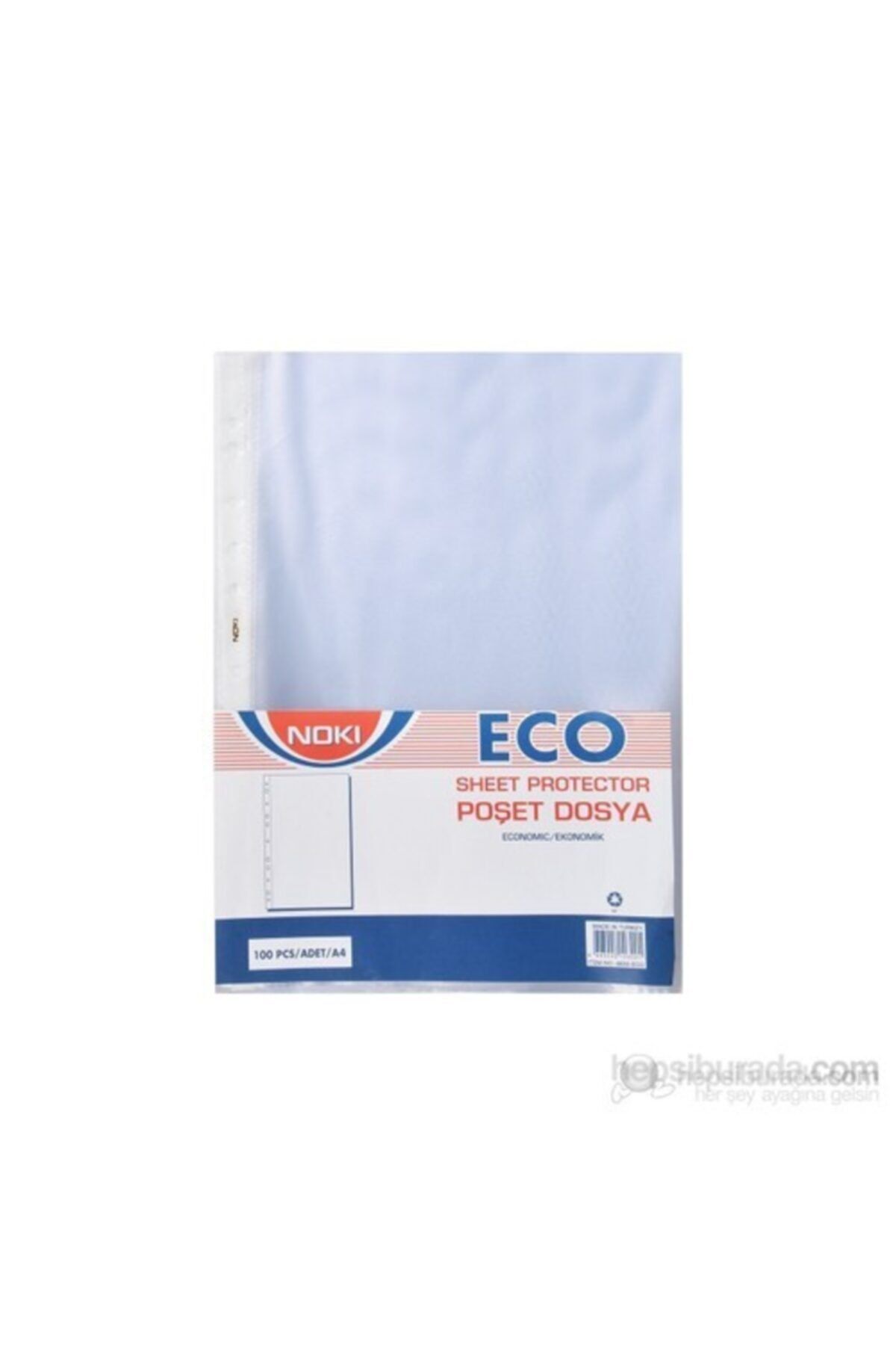 Noki Eco A4 Beyaz Kenarlı Delikli Poşet Dosya Ekoomik Gömlek Föy 10 Paket