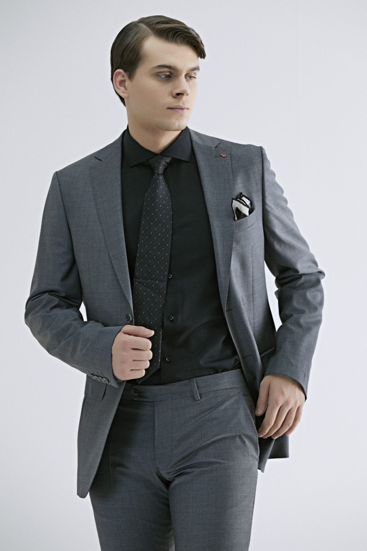 D'S Damat Regular Fit Gri Düz Takım Elbise