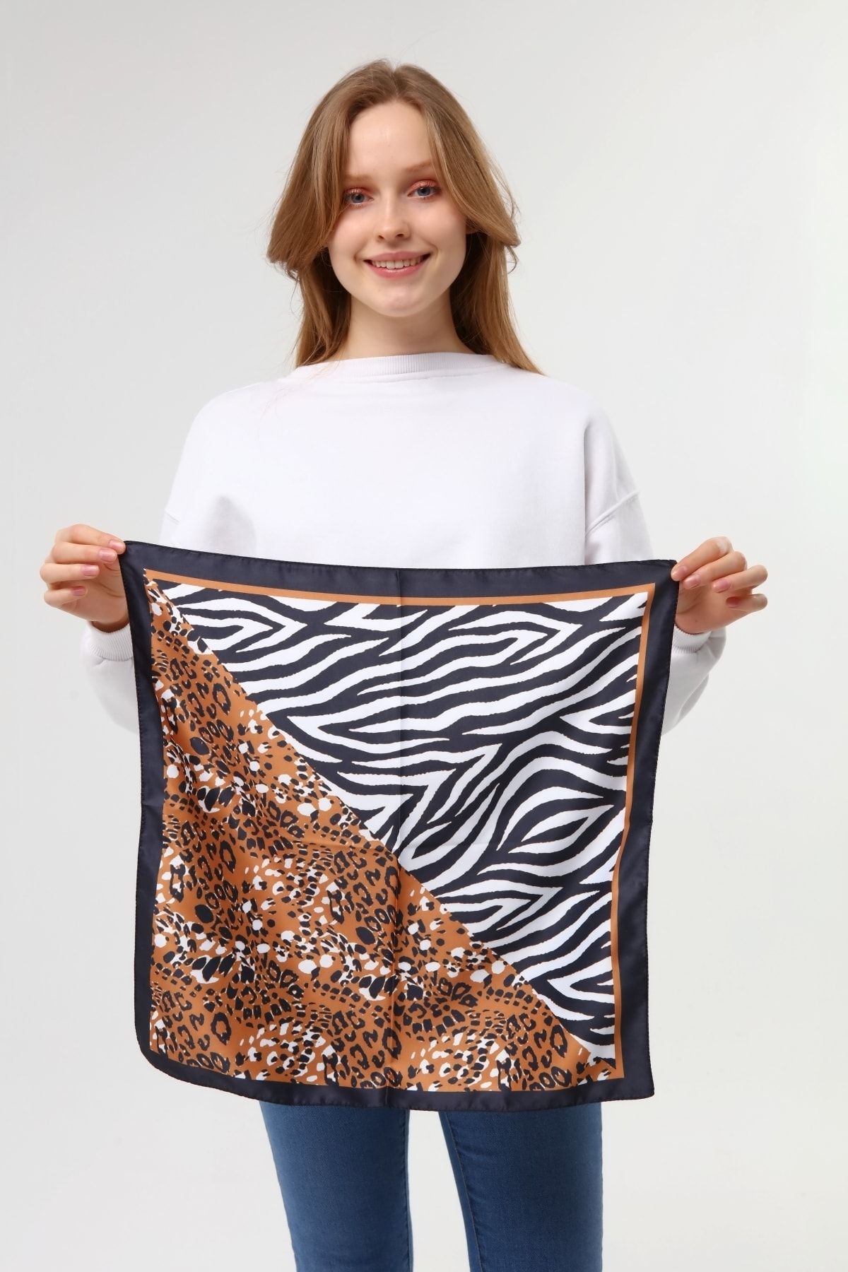caymax Leopar ve Zebra Desenli Bandana Fular