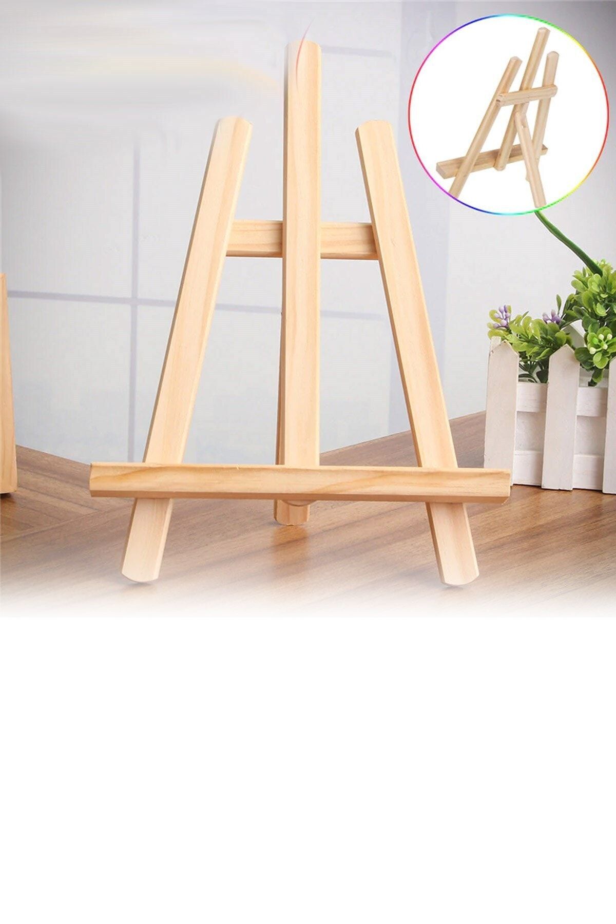 Hayal Sepeti Ahşap Şövale Mini Masaüstü Üç Ayaklı A Tipi 38 Cm