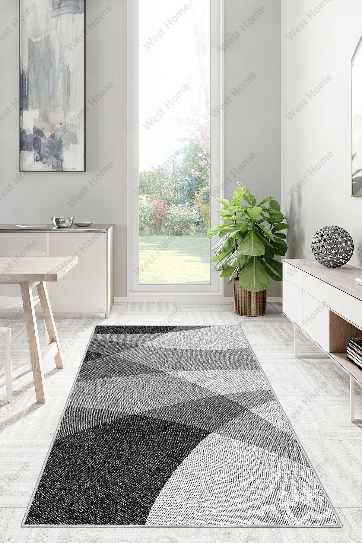 West Home Dijital Baskı Yıkanabilir Kaymaz Taban Salon Halısı Mutfak Halısı Ve Yolluk