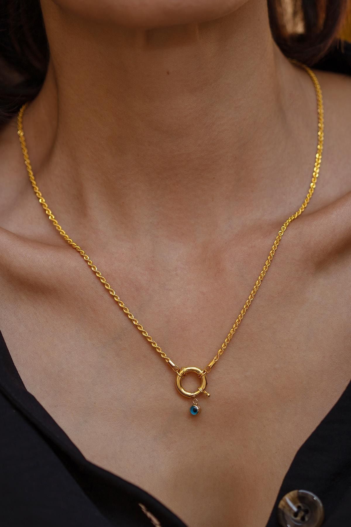 Bayar Gold 14 Ayar Altın Mini Gözlü Gemici Halat Kolye